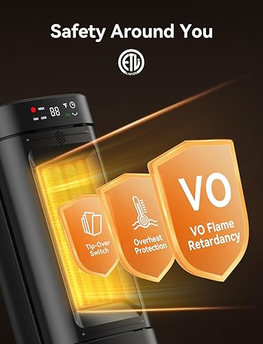 Miniatura 4 de Calentador de espacio de 1500 W, calentador eléctrico portátil que calienta 200 pies cuadrados para uso en interiores, oficina, garaje, calefacción