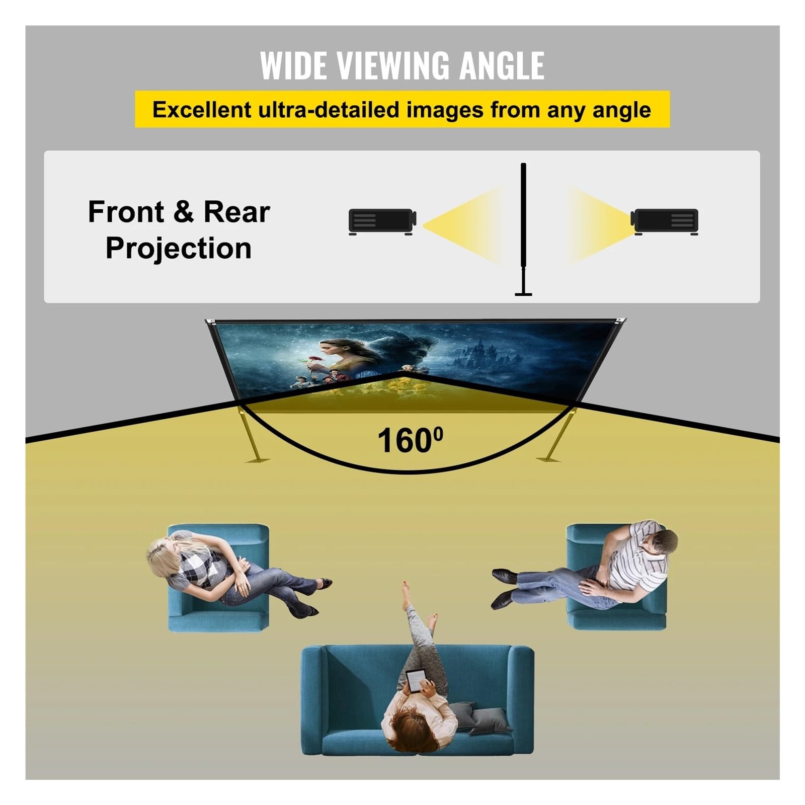 Pantalla De Proyector 180 Pulgadas con Soporte