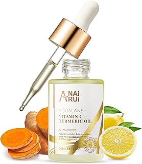 ANAI RUI Squalane Vitamin C Turmeric Facial Oil Moisturizer for Face, Hydrates, Firms Skin, 1.05 fl.Oz.