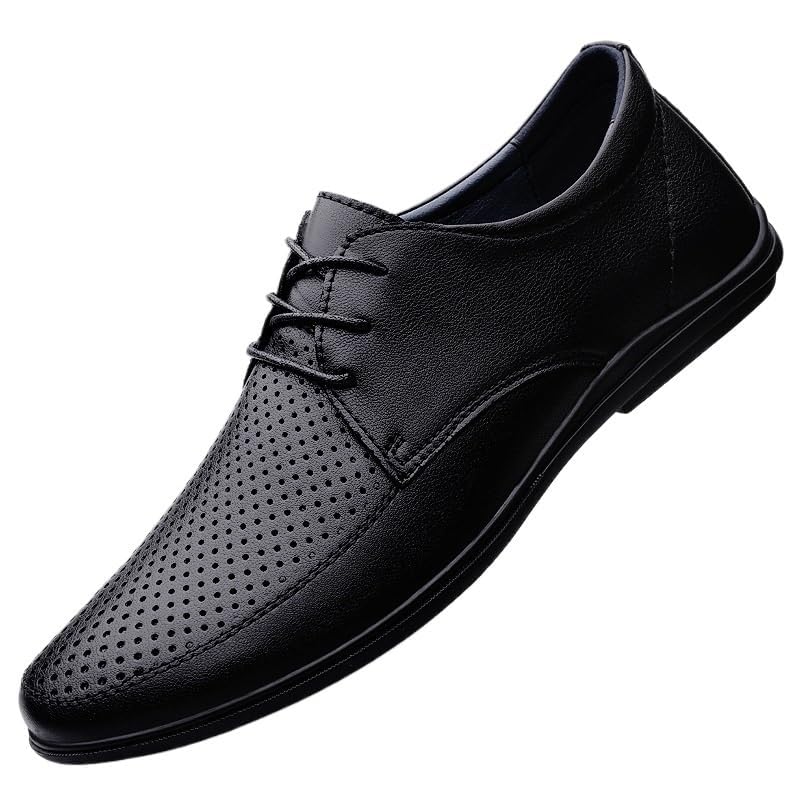 YZABEL Men's Classic Formal Work Business Shoes, Breathable Hollow Pointed Toe Lace-Up Oxfords Dress Shoes, Rubber Non-Slip for Daily Commuting Activity