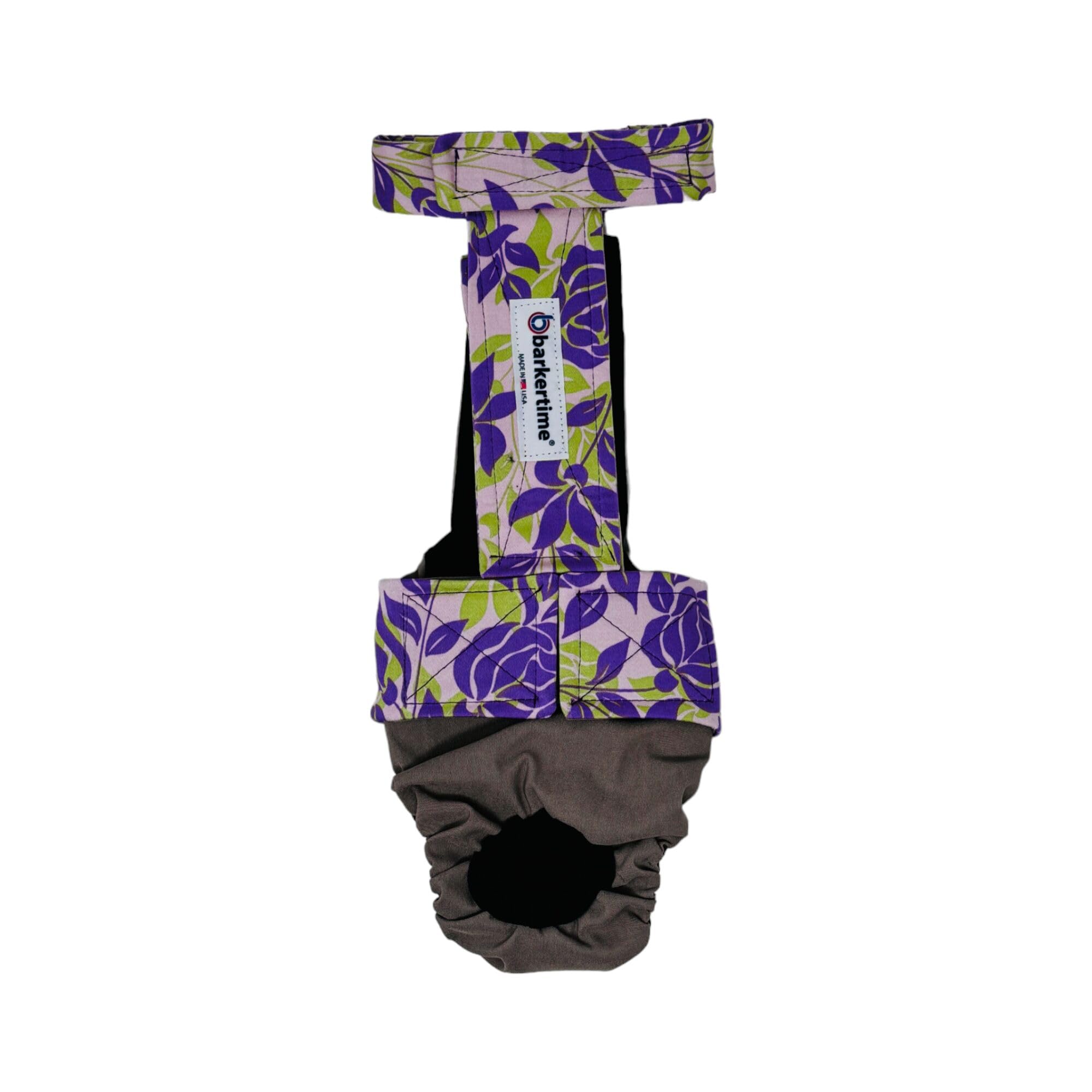 Barkertime Lavender Leaf Symphony Dog Diaper Overall, XS, with Tail Hole - Made in USA