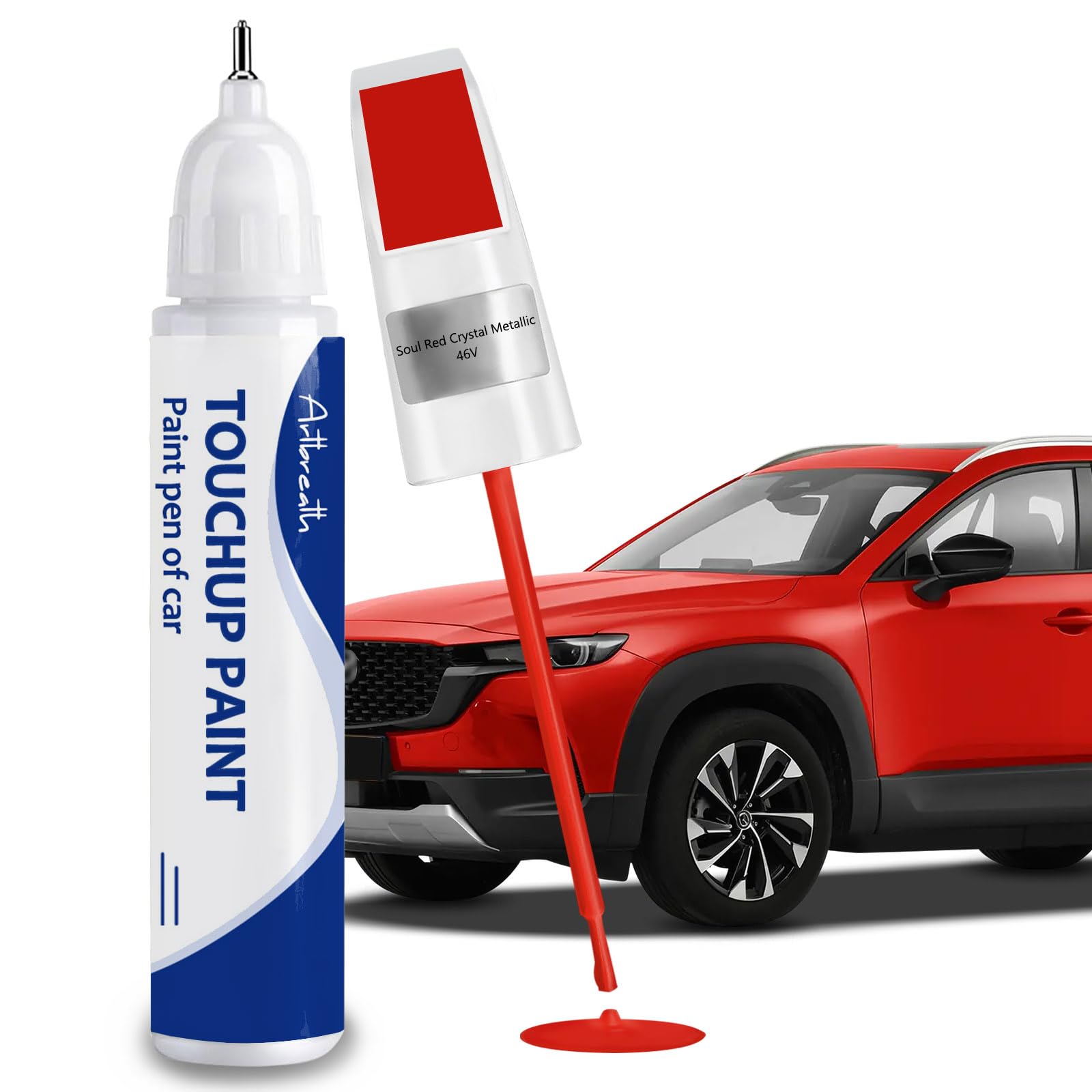 Soul Red Crystal Metallic(46V) Touch Up Paint for Mazda-Exact Match–Chips and Nicks Car Paint Scratch Repair Kit Automotive Paint Pen for CX-5/CX-30/CX-50/CX-70/MAZDA3 SEDAN/HATCHBACK