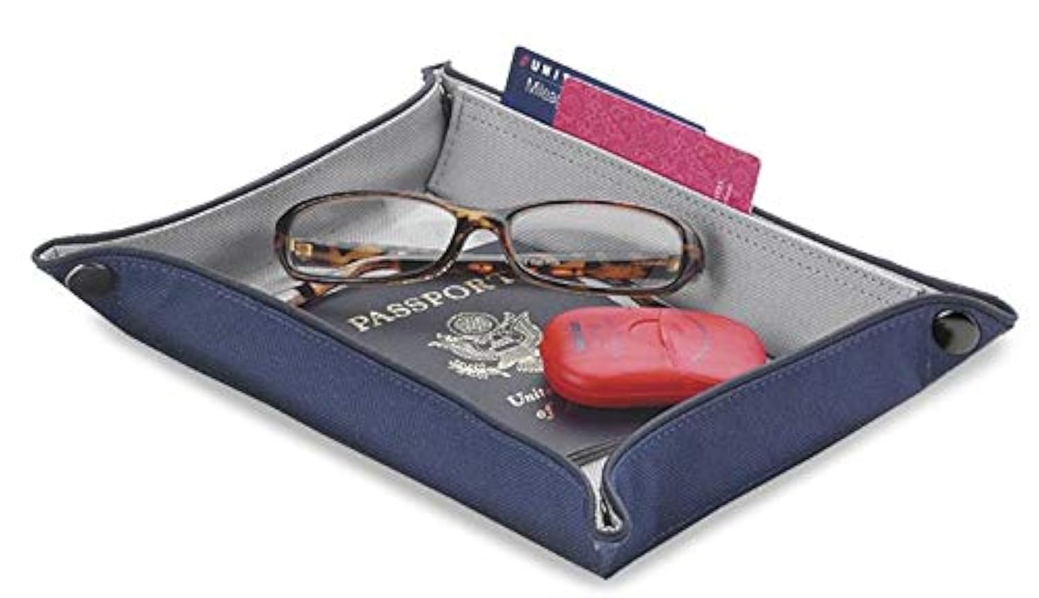 Aoyinism Premium Square Valet Tray Set Of 2 - Hard Canvas Catchall For Desk, Watch, Keys, Jewelry