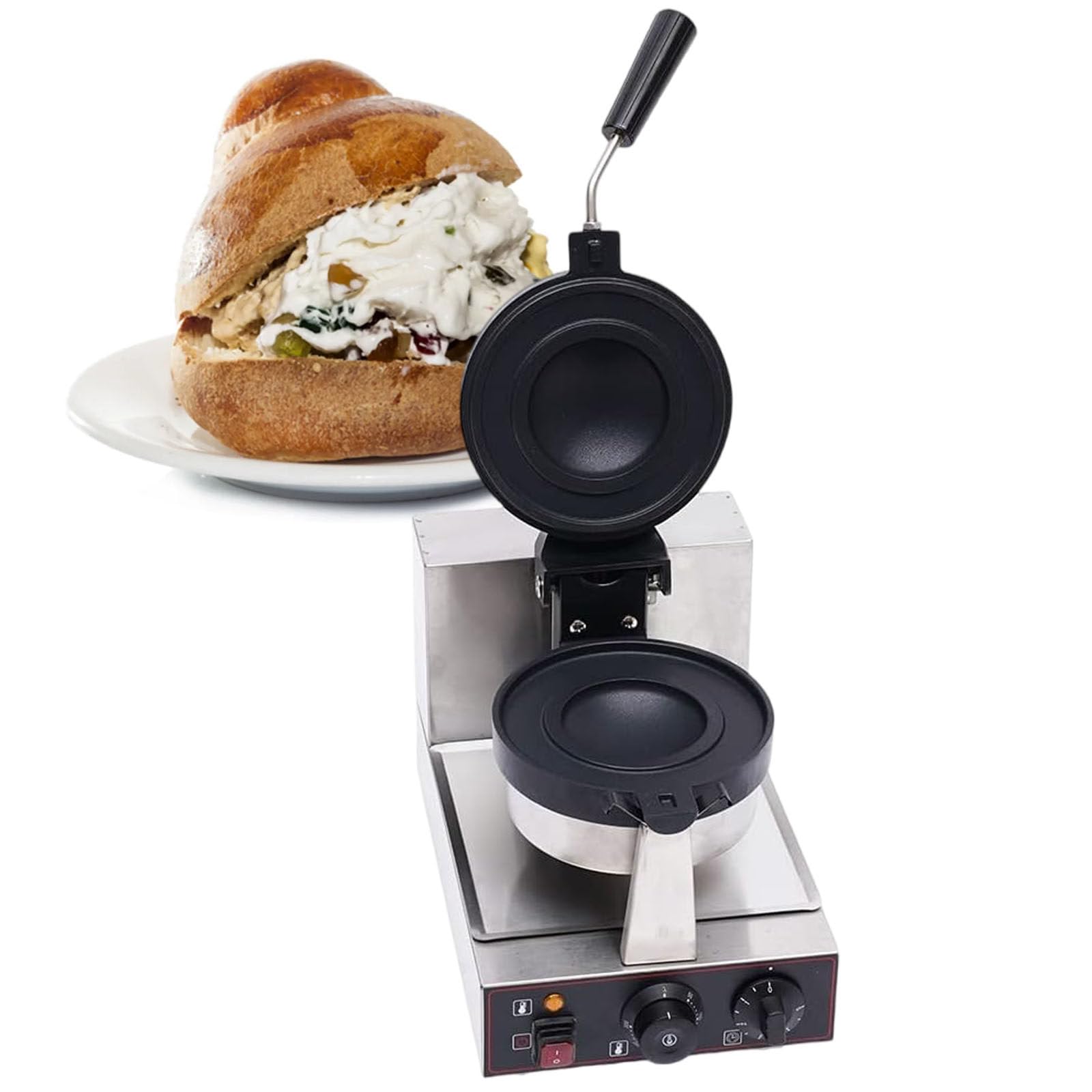 Máquina para hacer hamburguesas, helados, hamburguesas, wafleras, sandwicheras, prensa para hacer hamburguesas, placas antiadherentes, control de temperatura independiente, acero inoxidable