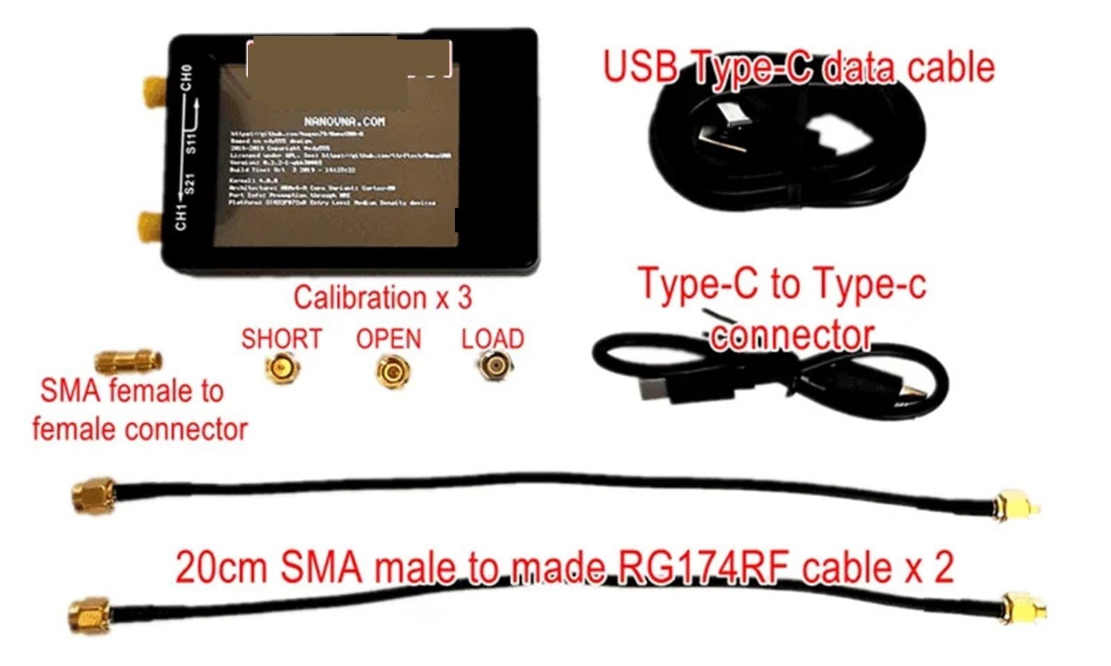 Analizador de Redes Vectorial, Analizador de red vectorial VNA-H HF VHF UHF UV de 4" con pantalla LCD de 1,5 GHz y antena, con ranura for tarjeta SD y analizador de espectro.