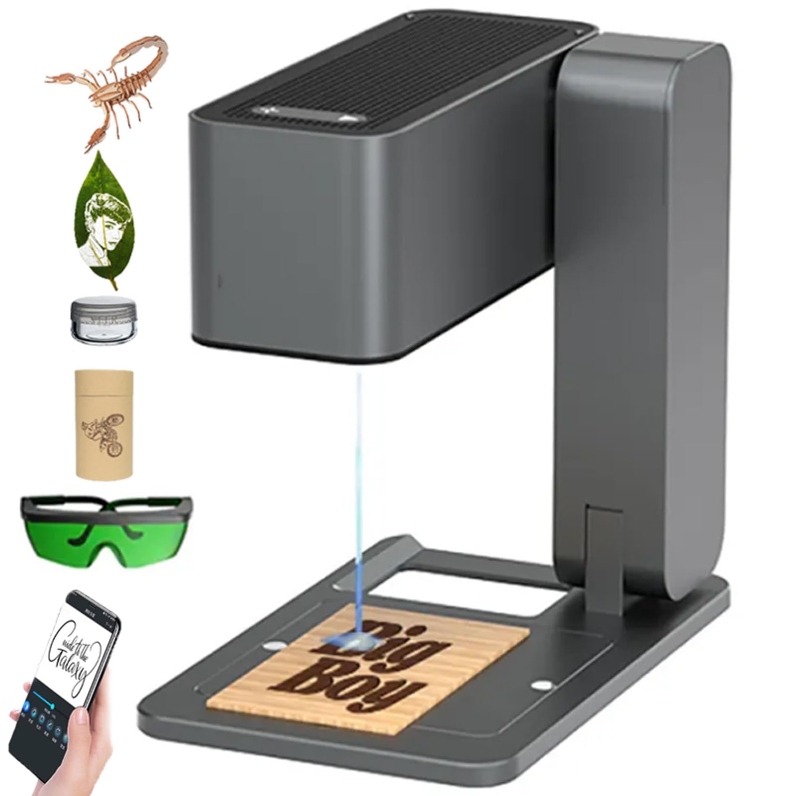 Graveur laser haute précision 0,05 Focus, 80 x 80 mm, convient pour bois, cuir, verre, etc