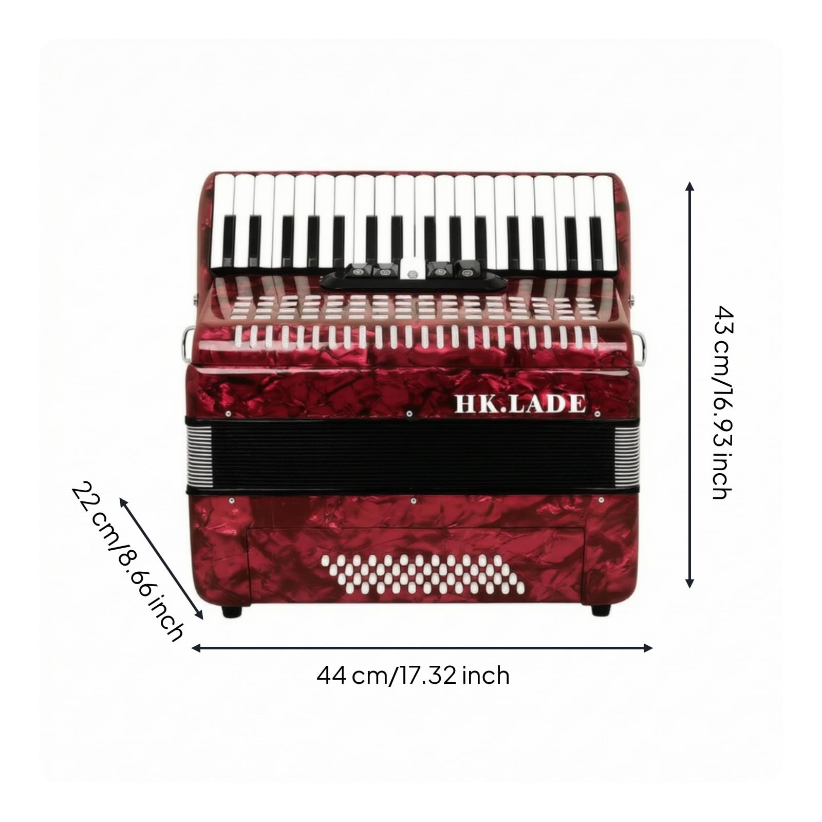 kowaku Fisarmonica a Tastiera Fisarmonica Pianoforte 34 Tasti 48 Bassi 5 Registri Cassa in Legno Performance Stabile Mantice Tasti Sicuri con Cinghie E Borsa