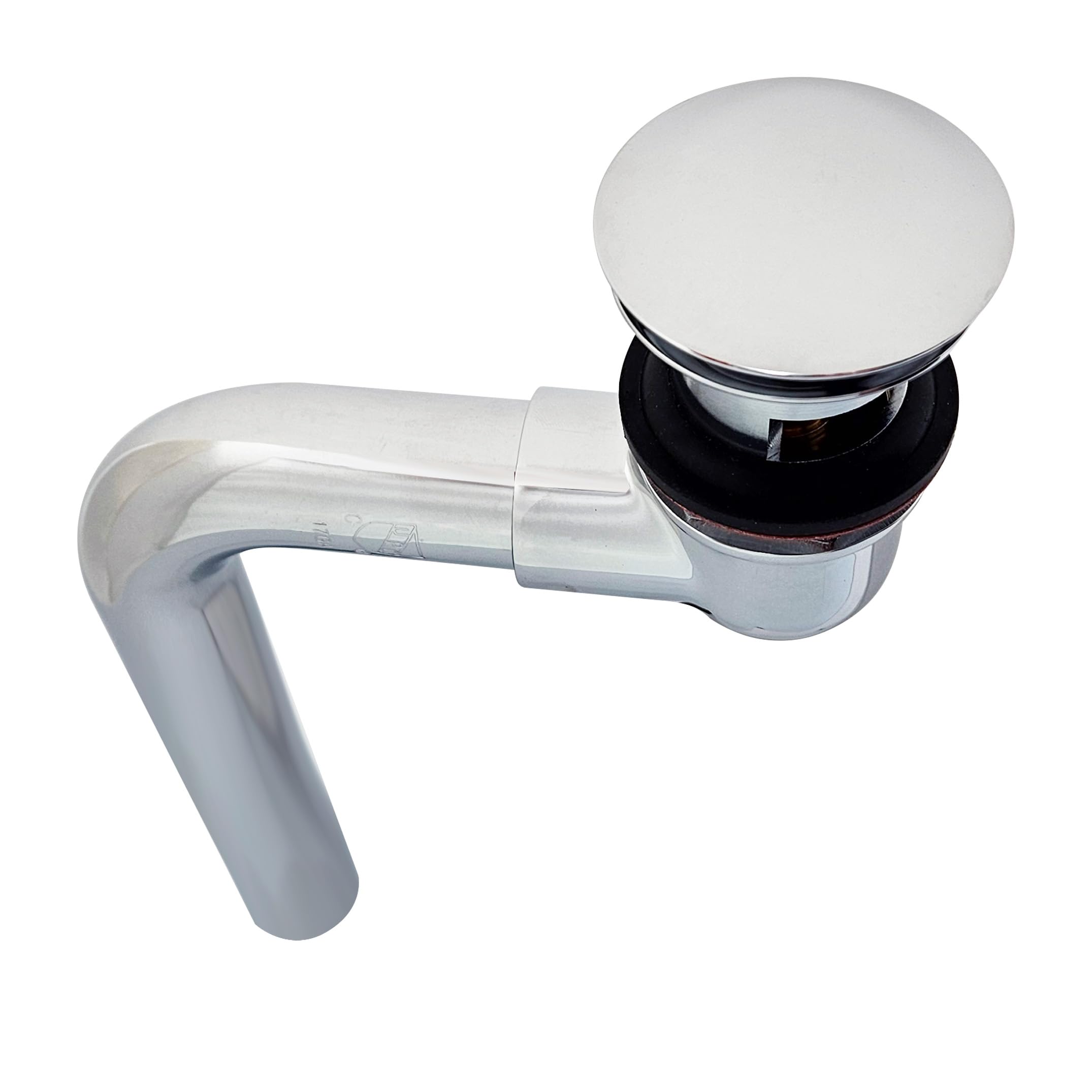 Westbrass 1-1/4" Tip-Toe Offset Overflow Lavatory Drain, 17 Gauge Brass Sink Drain with 1-1/4" Tailpiece, Fits 1-1/2" Opening, Fully Finished Exposed Installation, Polished Chrome
