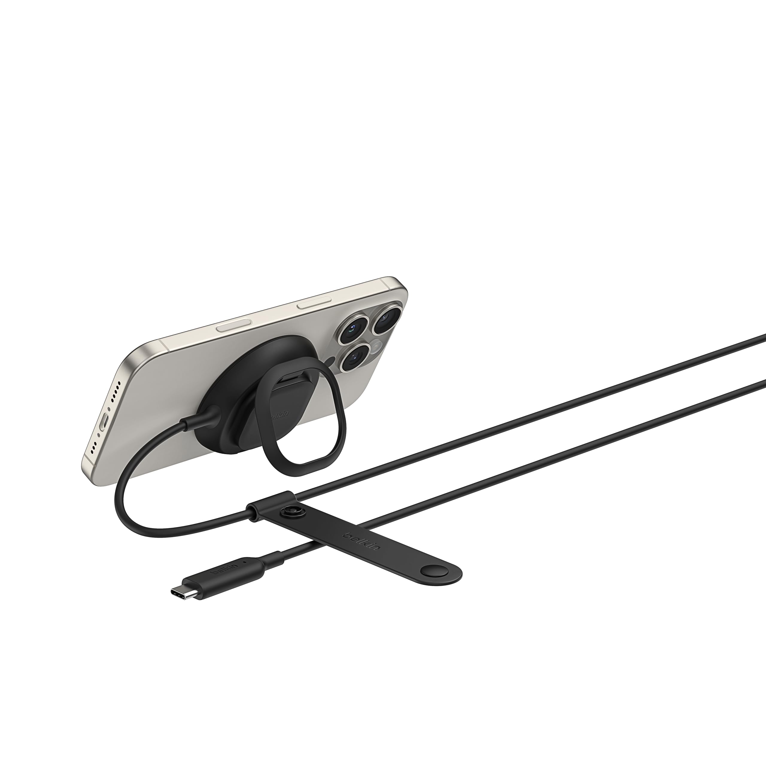 Belkin MagSafe Qi2.2 25W Wireless Charger, Fast Wireless Charging Pad with Kickstand - Black | 25W fast charging with Qi2.2 MPP, ChillBoost cooling, 2m cable, kickstand, finger loop, 85% recycled plastic housing-image-43