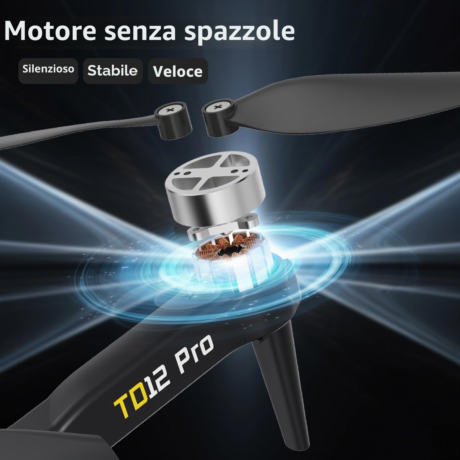 Toladrone TD12PRO Drone con Fotocamera 1080P, Droni per Adulti, Regolabile Motorizzato a 90°, Resistenza al Vento di Livello 3, Controllo Tramite APP, Quadricottero Pieghevole per Principianti