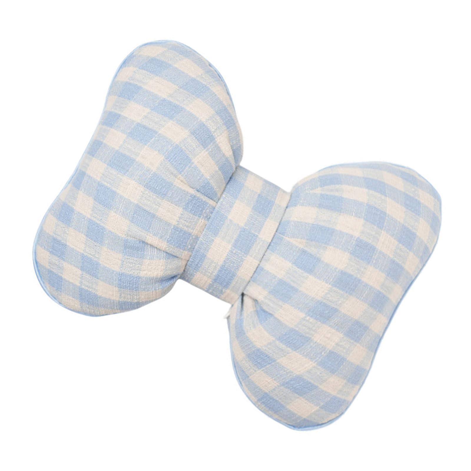 Kangnice Multipurpose Checkered Bowknot Design Car Neck Pillow Headrest Lumbar Cushion Vehicle Seat Sofa Pad Car Headrest Pillow