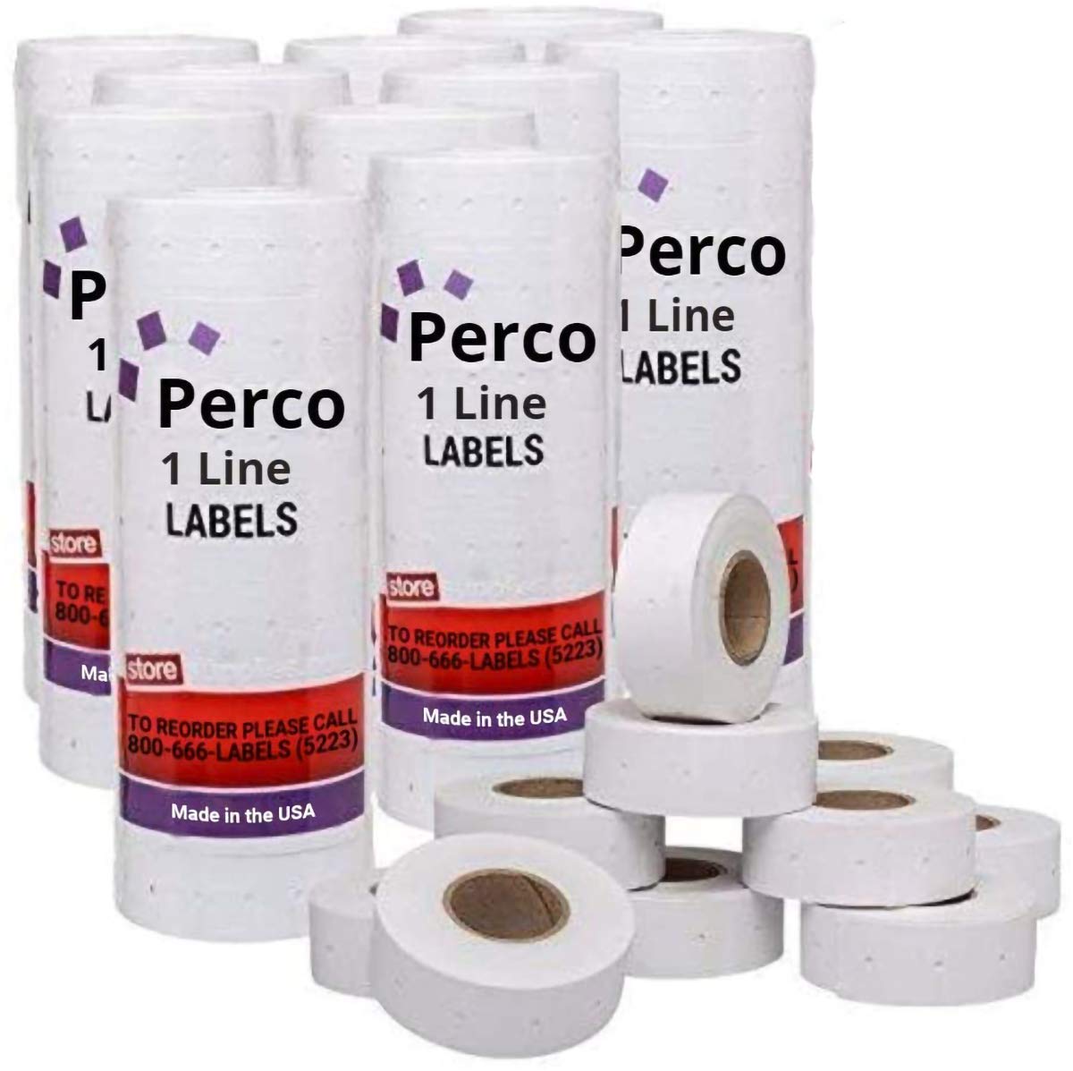 Perco1 Line White Labels - 10 Sleeve, 80,000 Blank Pricing Labels for Perco 1 Line Price and Date Guns