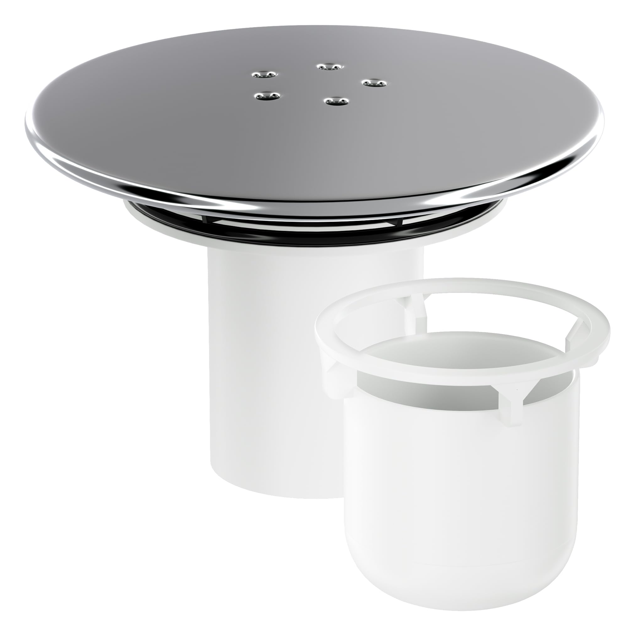 Shower Trap, Chrome Shower Drain Cover, Removable Top Fitting CapParts, 90/115mm