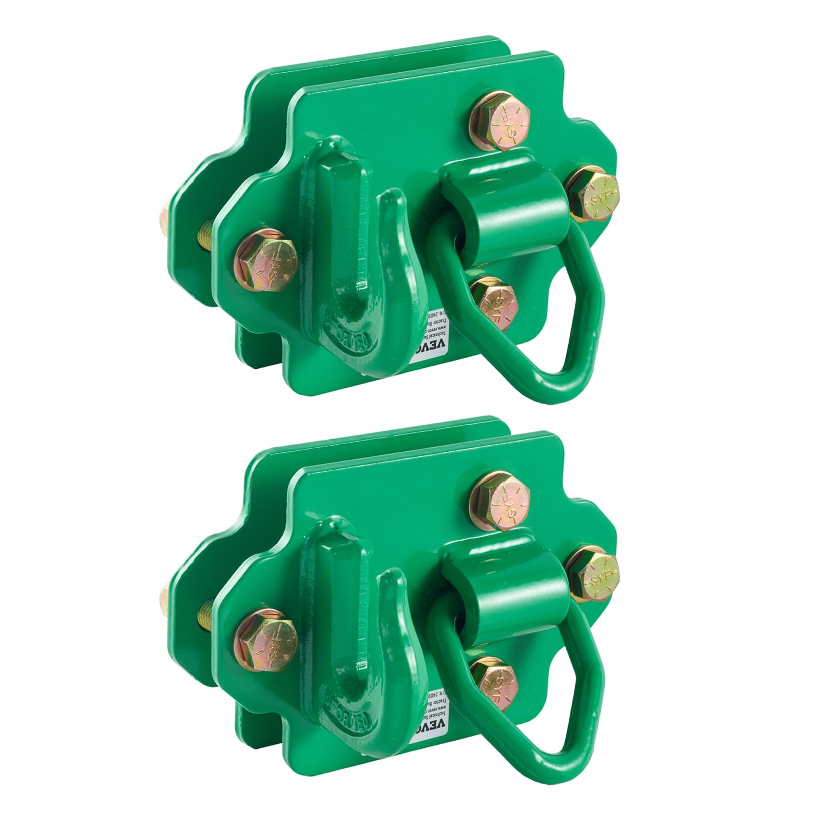 VEVOR Ganci per Pala da Trattore 9,52 mm Ganci di Presa per Benna del Trattore, Acciaio Forgiato Grado 70, Confezione 2 Ganci Avvitati, Piastre Posteriori, Resistenza Massima Rottura 5443,1 kg Verde