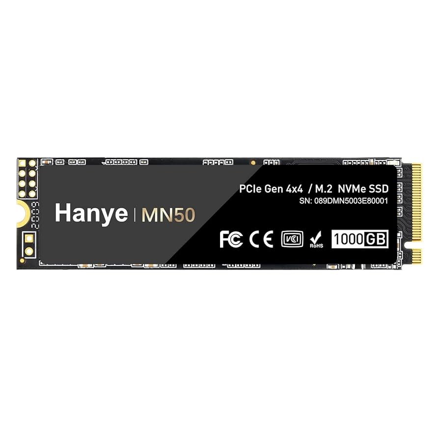 Amazon | Hanye SSD 1TB PCIe Gen4x4 M.2 NVMe 2280 R:4900MB/s