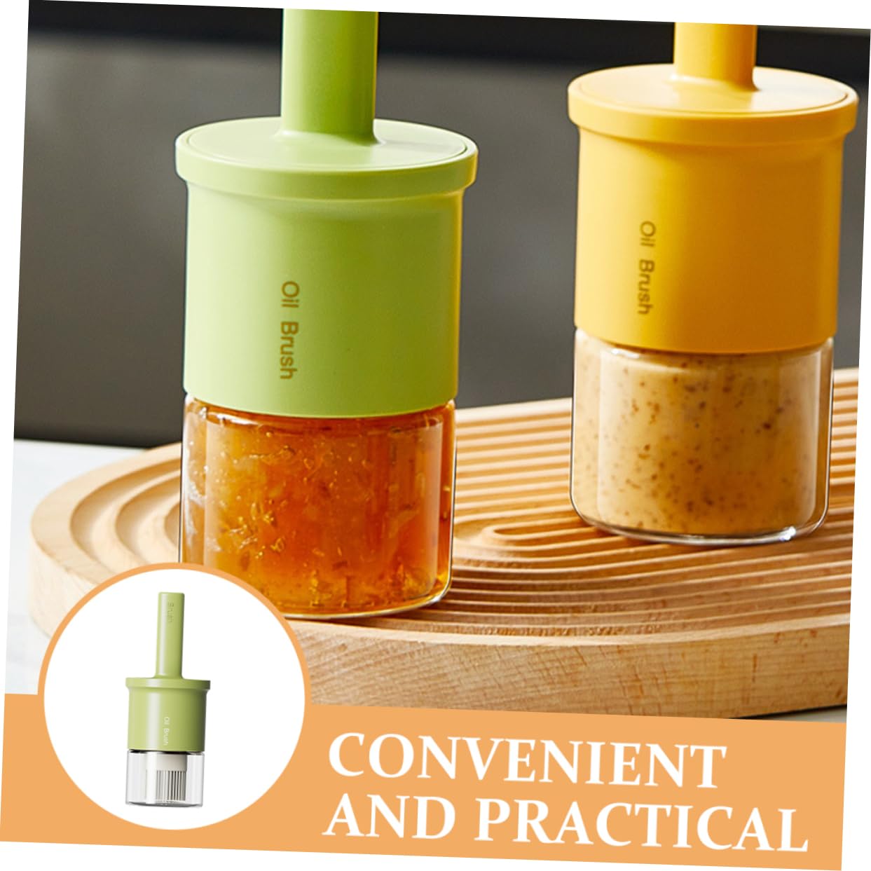 Yardwe Baking Silicone Oil Brush with Bottle Basting Brush for Bbq Cooking and Baking Ergonomic Handle for and Control