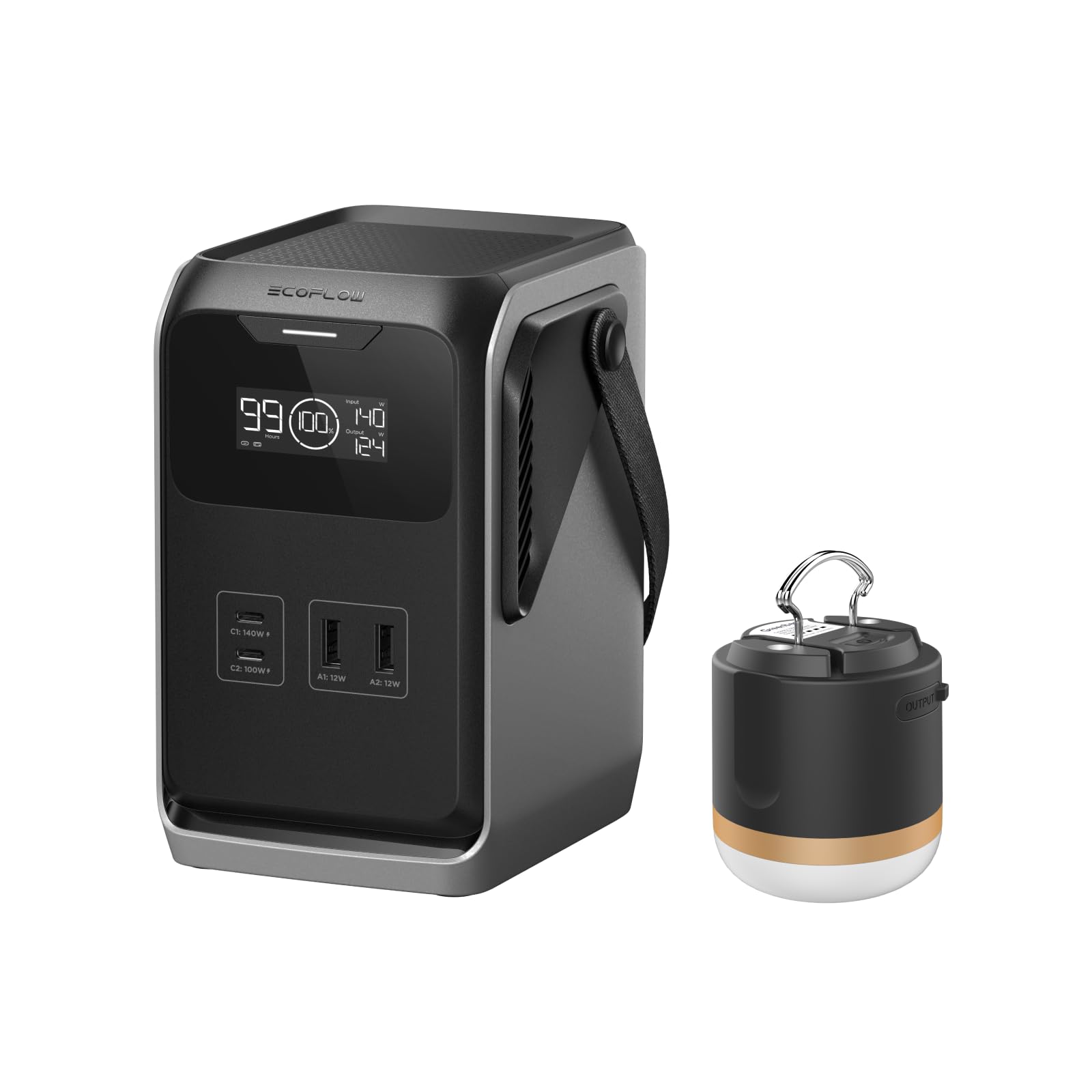 ECOFLOW Trail 200 DC Portable Power Station with Camping Light, 192Wh Ultra-light LFP Battery Bank with Handle