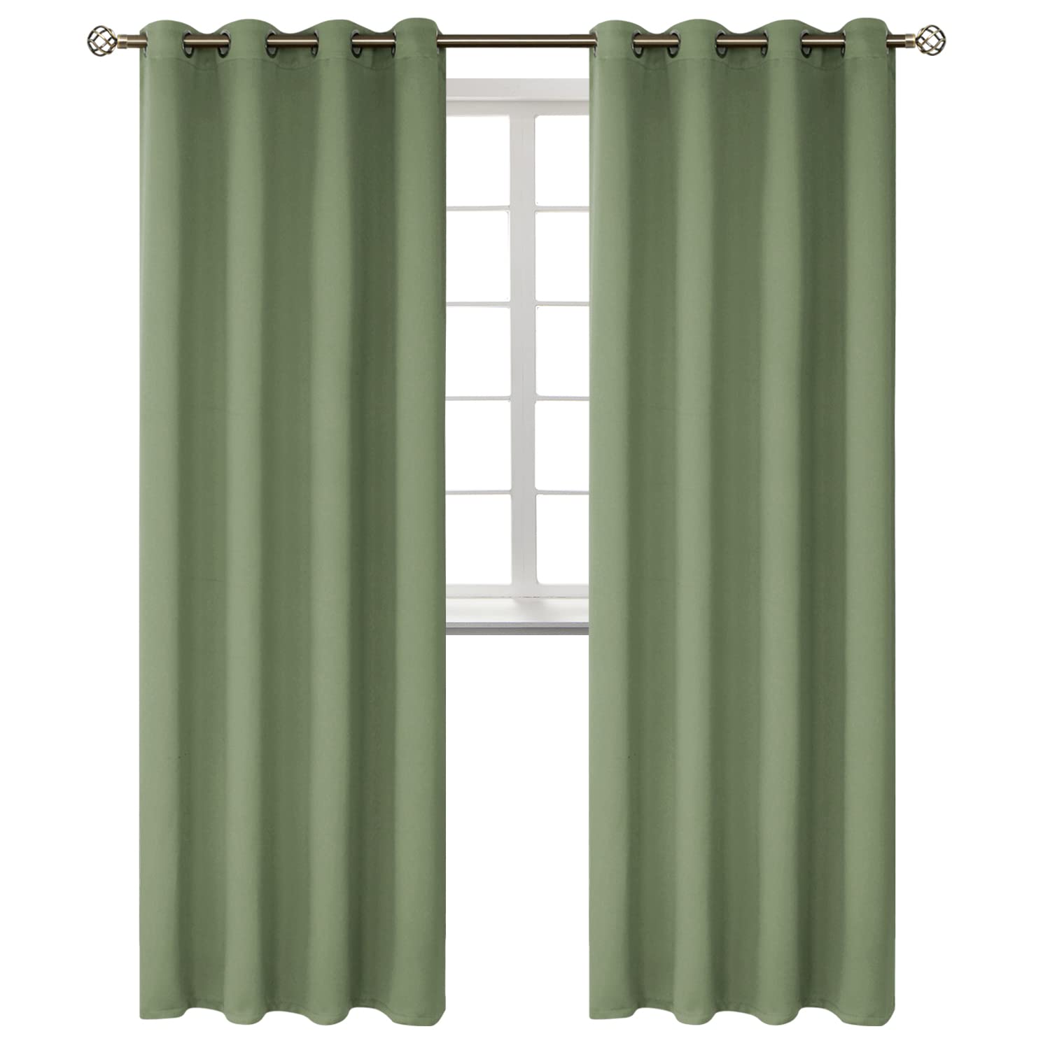 BGment Room Darkening Curtains 95 Inches Long - Grommet Thermal Insulated Drapes Window Treatment Curtains for Bedroom, 2 Panels, 52 x 95 Inch, Grass