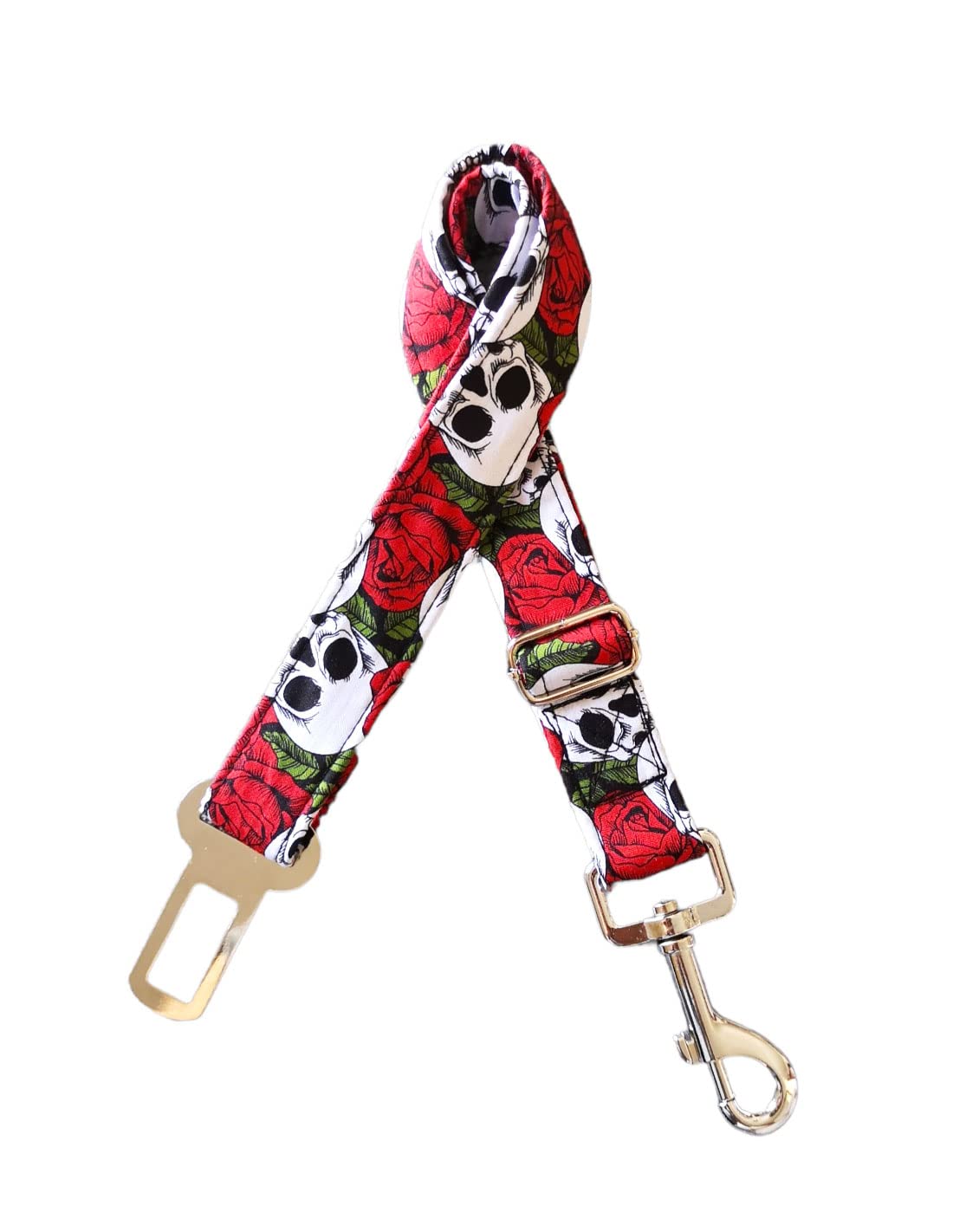 Collar Martingale/Correa/Cinturon Seguridad CALAVERA RED para Perro Galgo Greyhound - Hecho a Mano en España