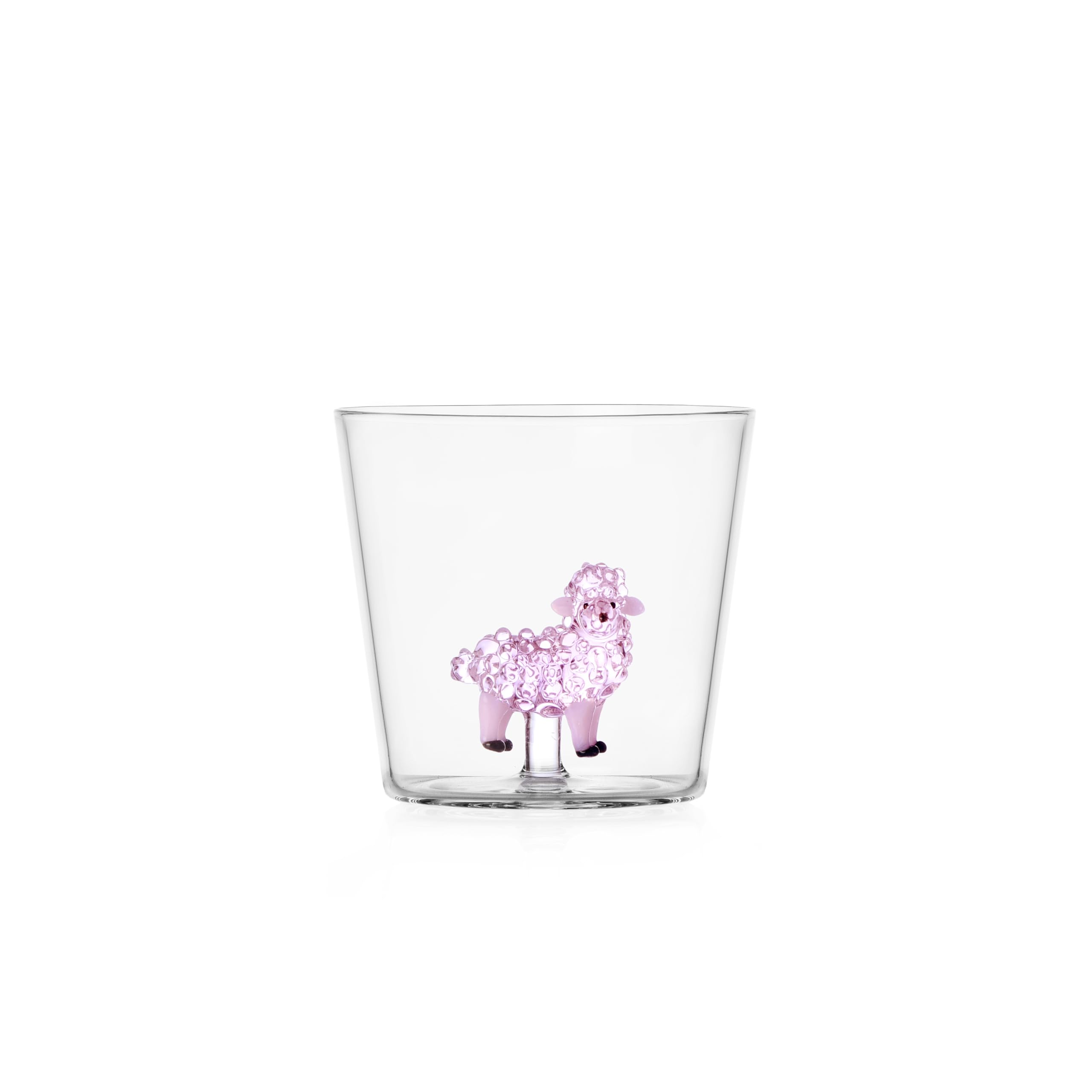 Ichendorf Milano Animal Farm Collection Pink Sheep Tumbler, 30 cl, Borosilicate Glass, Handmade
