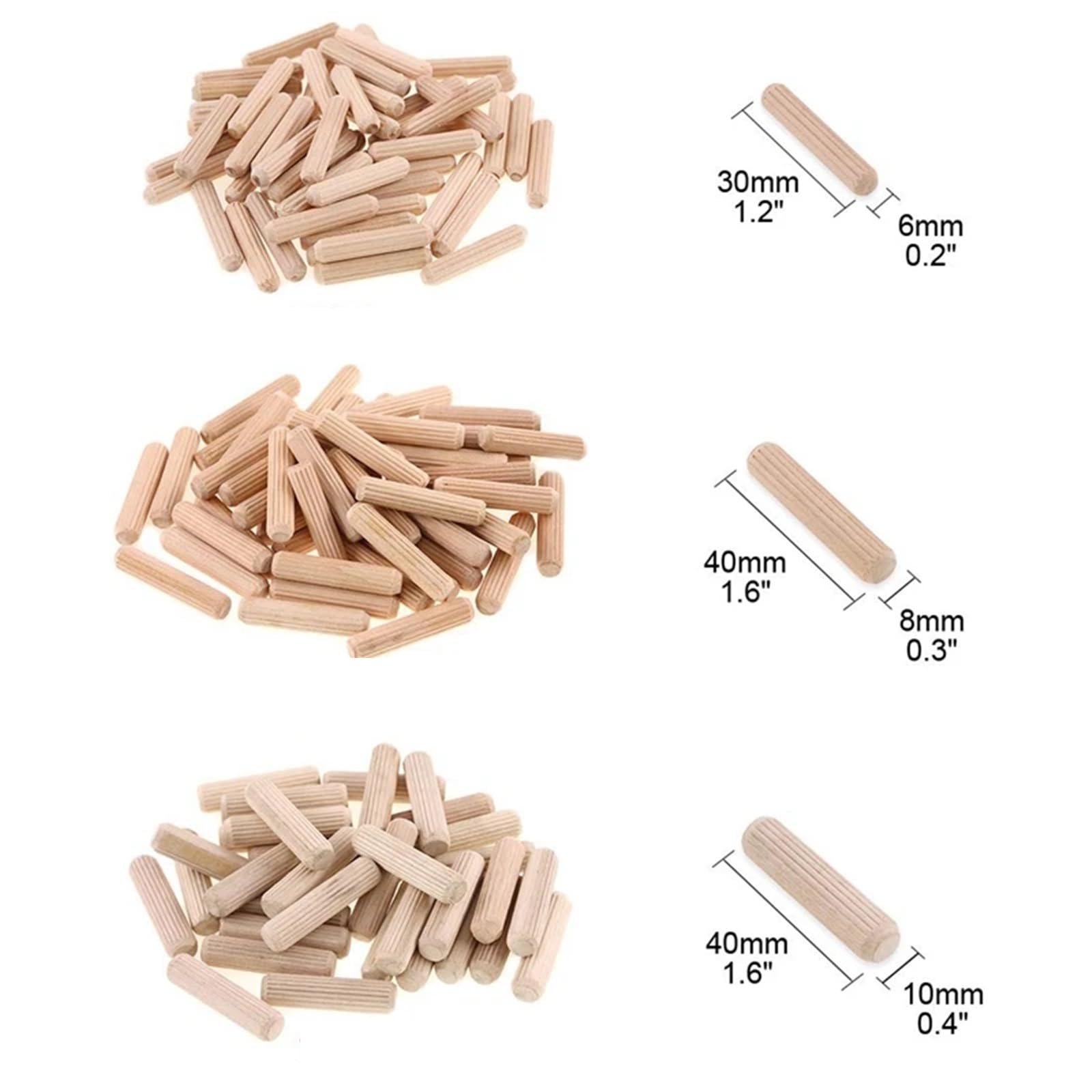 tacos de madera, Pasadores de madera, 800 piezas, pasadores surtidos, 6 mm, 8, 10, tapones, varillas pasador, carpintería cónicos for ranurado estriado