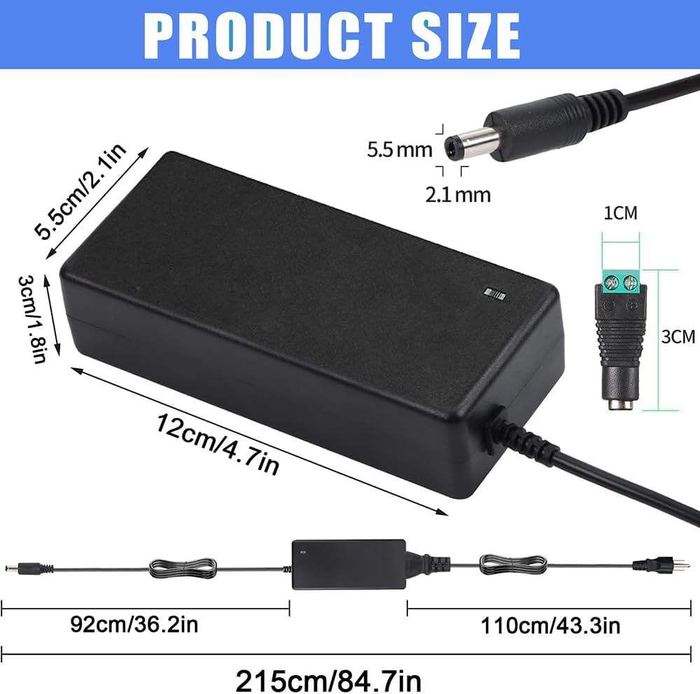 Pack 2 DC 24V 6A 144W Power Supply Adapter AC Power Adapter Supply AC/DC Adapter 100V~240V AC to DC Converter for 5050 3528 LED Strip Light 3D Printer CCTV Camera LCD Monitor