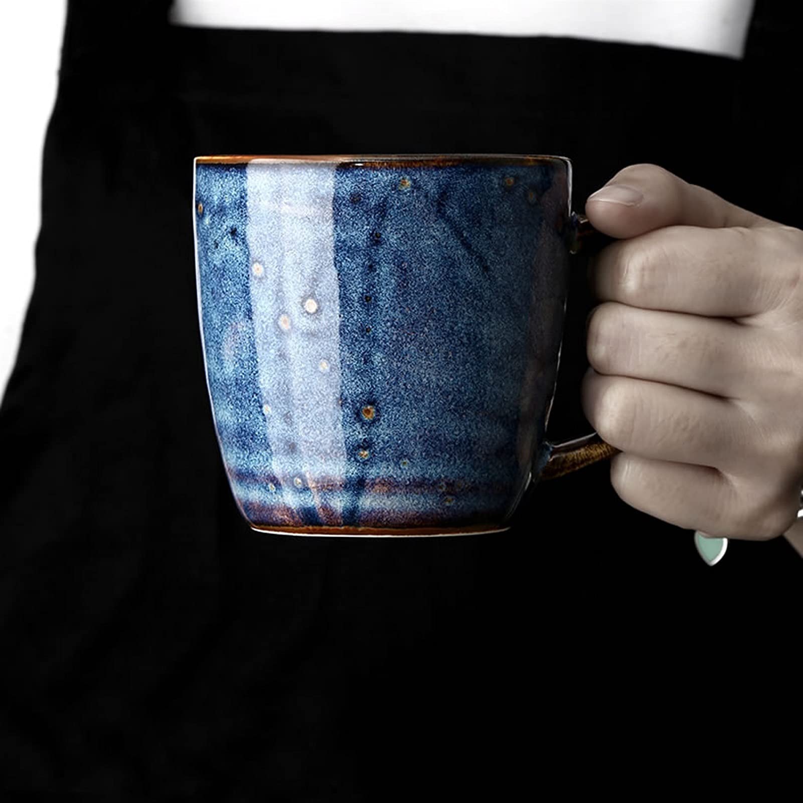 Kubek do kawy, filiżanka do herbaty niebieski kubek ceramiczny kreatywny kubek dla par z uchwytem duży kaliber kubek do kawy może być używany jako kubek śniadaniowy