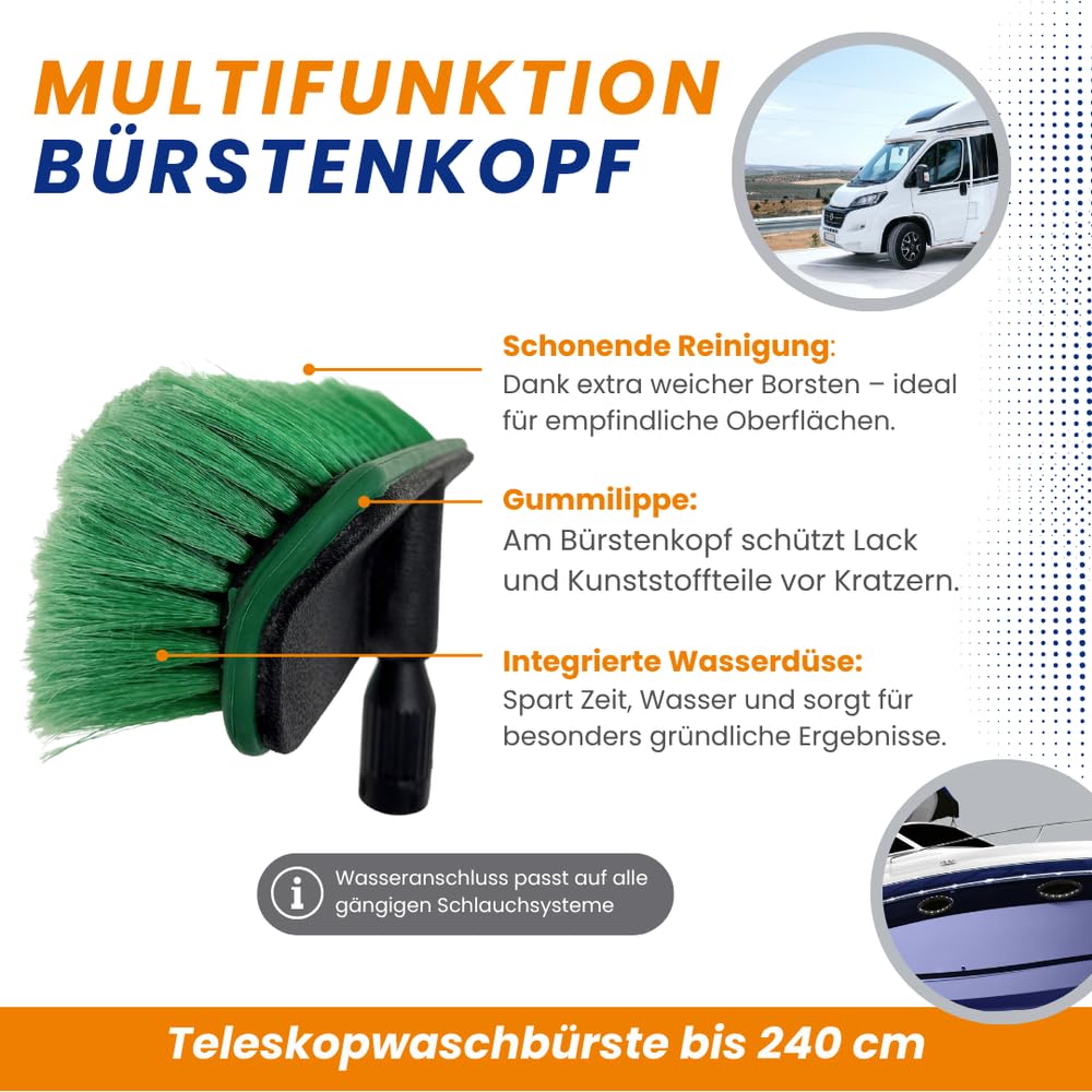 Richter Chemie Bootsreiniger Set XL – 5L Boot & Yacht Reiniger Konzentrat | inkl. Teleskop Waschbürste 240 cm, Drucksprüher, Mikrofasertuch & Schwamm, Außenreinigung für Boot, Yacht, Jetski, Wohnboot