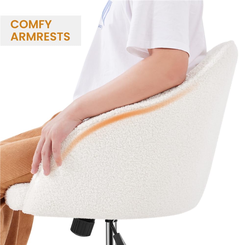 Yaheetech Silla Oficina de Bouclé con Ruedas Giratoria de 360° Blacnco