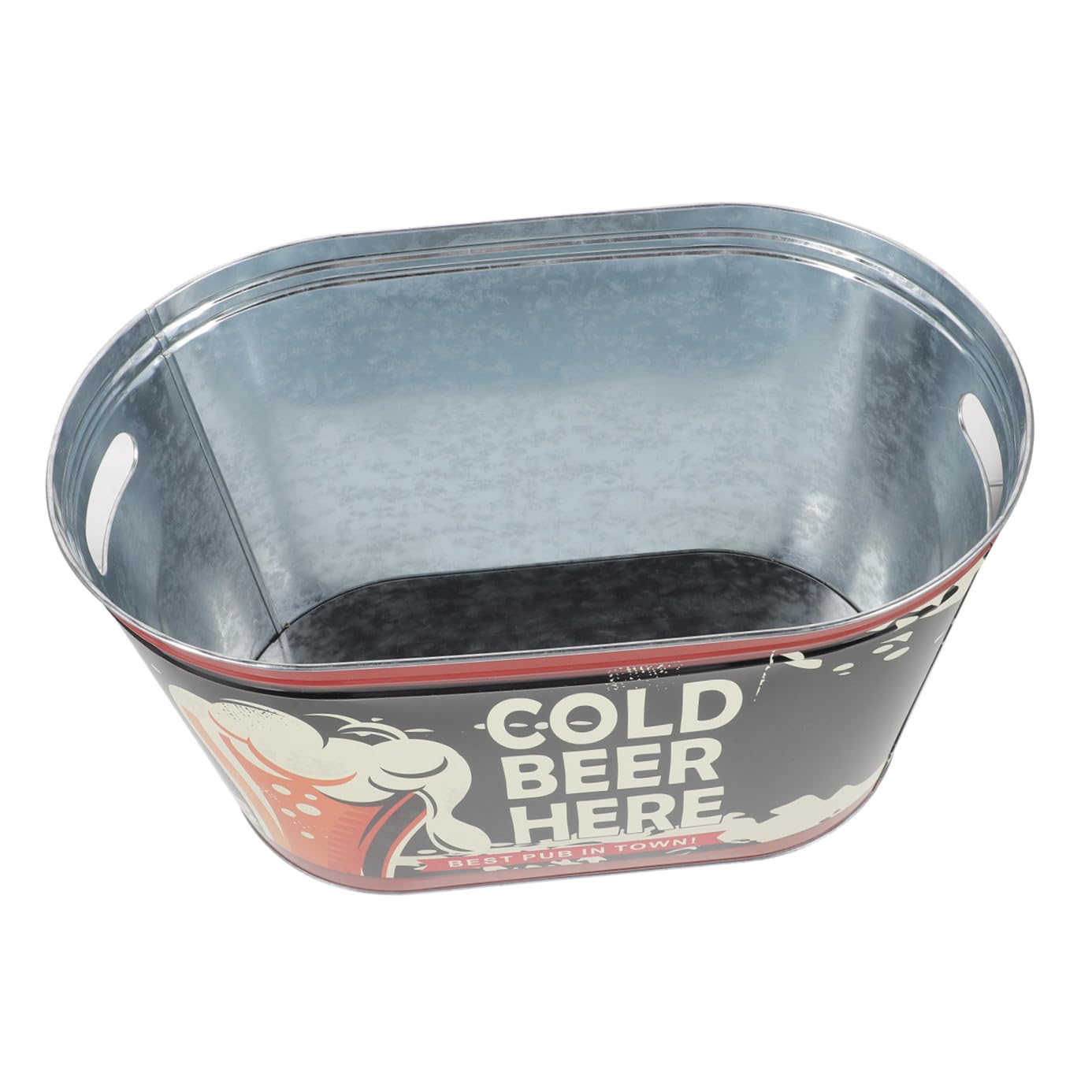 Cubo de Hielo de Metal con Asa, Cubo de Hielo Ovalado sin Rebabas, Compacto y Resistente para Enfriar Bebidas en Camping y Barbacoas