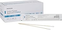 McKesson Sterile Cotton Tipped Applicators 6 Inch Wood Shaft Swabs, 100 Individually Wrapped Medical Swabs for Specimen Collection
