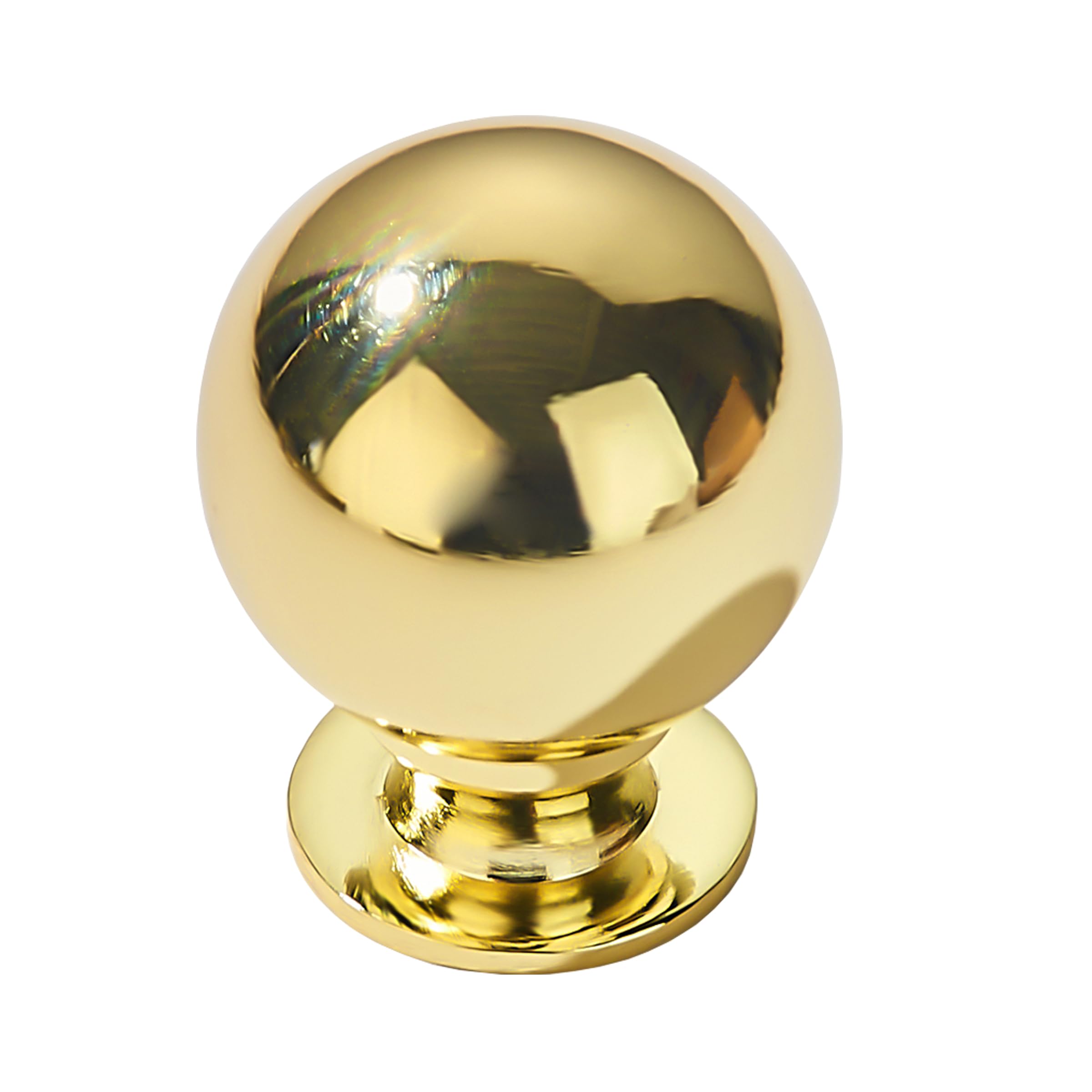 khtmeware 10 Pack 1-1/4 Inch Soild Polished Brass Cabinet Knobs Large Heavy Duty Ball Kitchen Cabinet Hardware Drawer Knobs Pulls for Drawers.