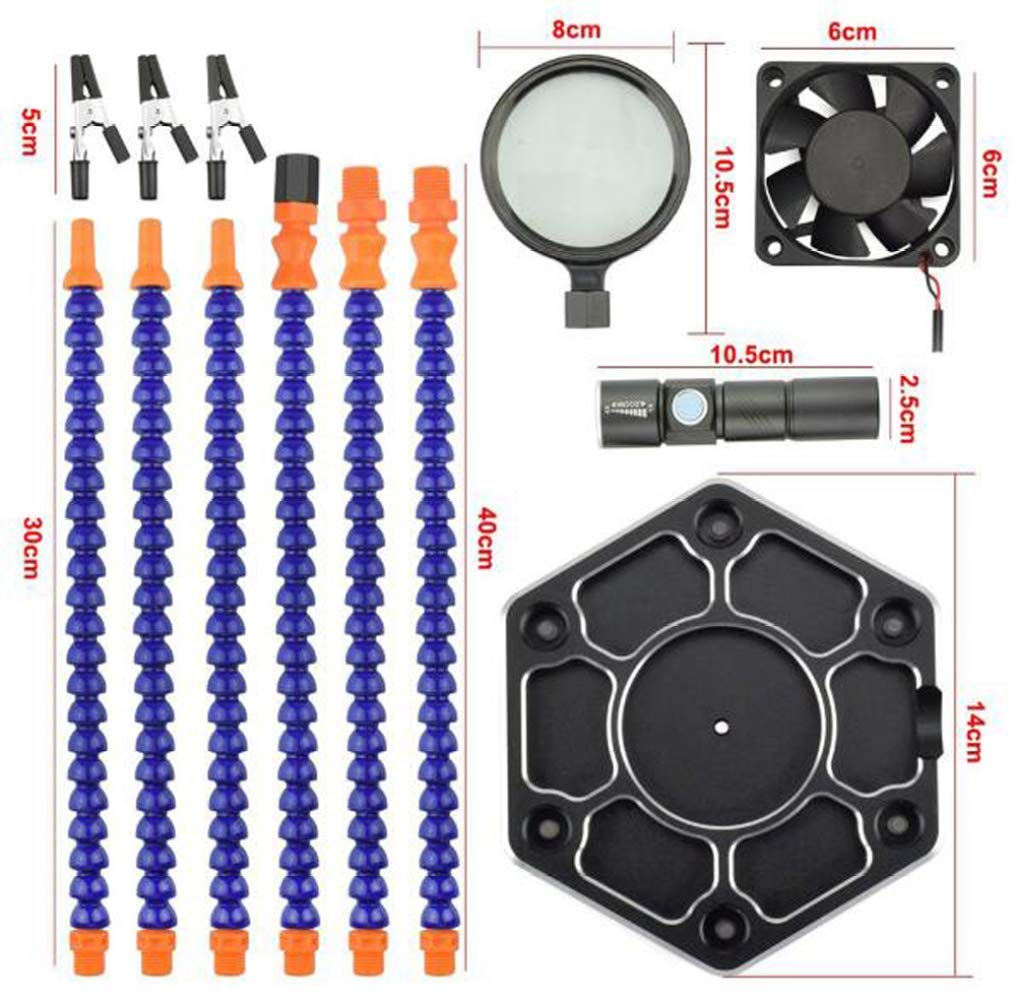 Lupa i lampa biurkowa 3x-5x i mini latarka Pomocna trzecia ręka Lupa z lupą Stojak z zaciskiem i krokodylkami Uchwyt lutowniczy do prac lutowniczych Hobby, naprawa, gry modelarskie REG Comfortable