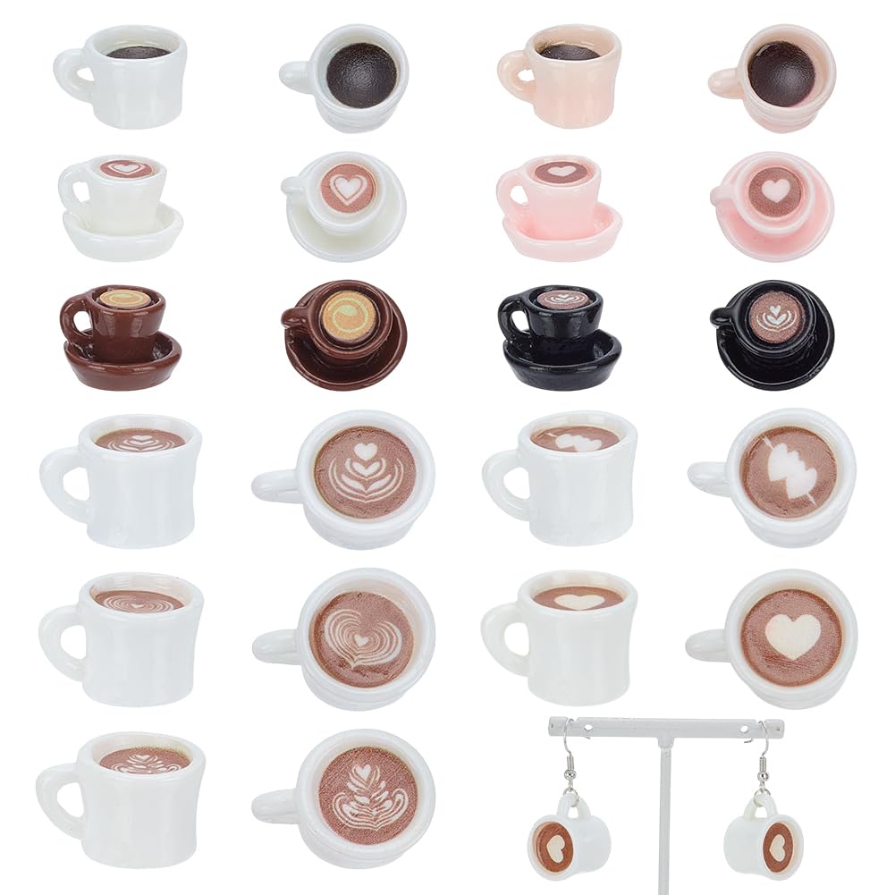 arricraft 55 Pcs Mini Resin Coffee Cups, 11 Styles Miniature Things Kitchen Set Drink Food Coffee Cup Lovely Tableware Dollhouse Ornaments for Desktop Decorations Accessories Crafts