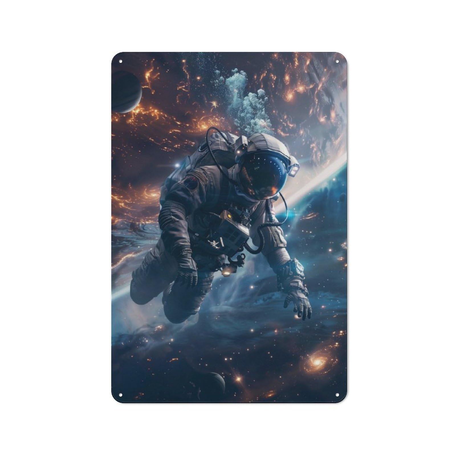 Junmoney Space Scuba Diver Metal Plaque 30X20cm With For Workshop Wall, Retro Decor, For Garage, Workshop And Man Cave Decoration