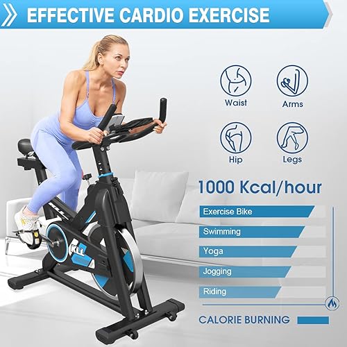 Miniatura 2 de LABODI Exercise Bike Stationary Indoor Cycling Bike Cycle Bike for Home Cardio Gym Belt Drive Workout Bike with 35 LBS Flywheel Thickened Frame