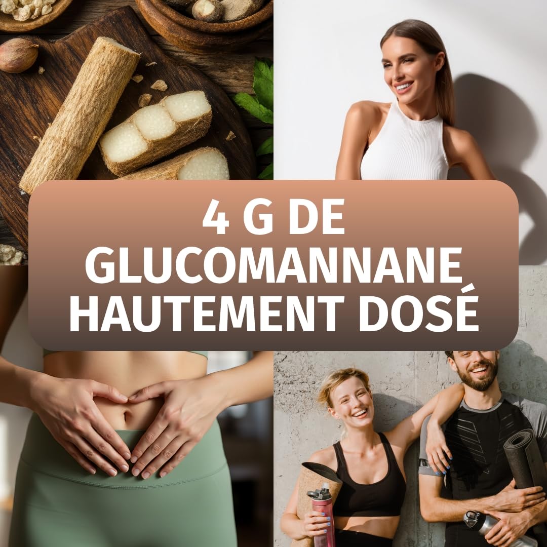 Glucomannane Gélules VEGAN – 4000 mg glucomannane par dose journalière – Extrait de konjac (4200 mg) – 270 gélules pour 45 jours – Sans additifs – Green Naturals®