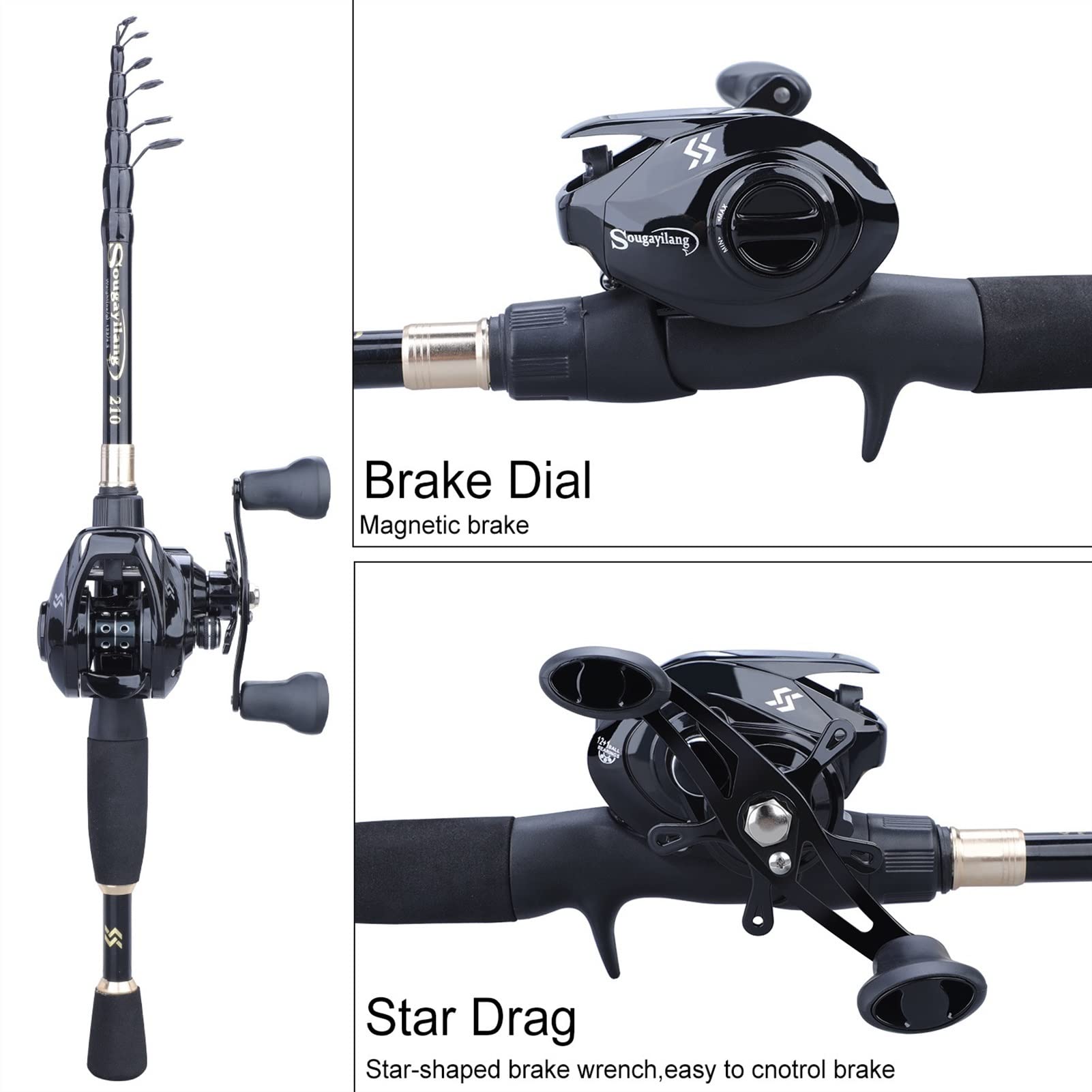 Wędka Ręk wędkarski i bębna Combos teleskopowy Casting Casting Combo Portable Ultralight Rod i 7,2: 1 Przekładnia Różnik Kołowrotki Kołowrotek Wędkarski Combo Przenośna wędka podróżna