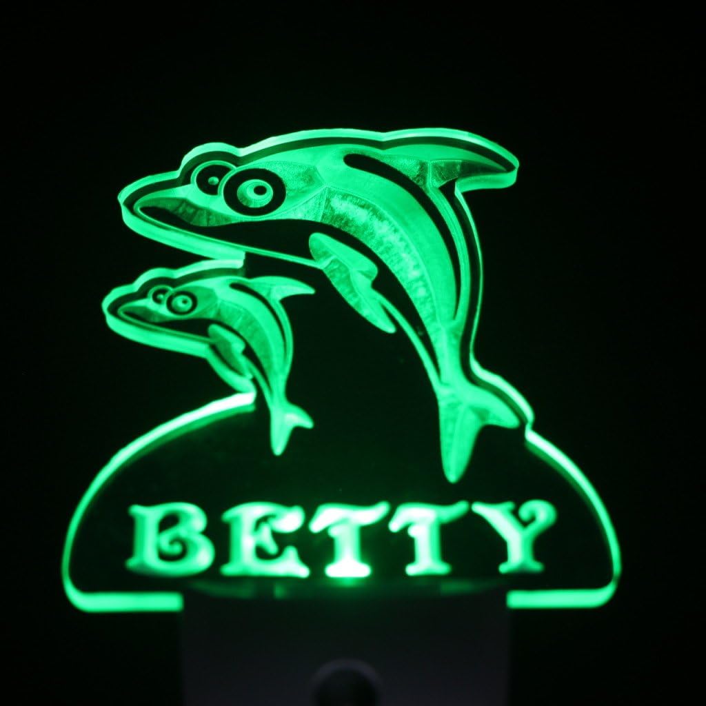 ADVPRO ws1033-tm Dolphins Personalized Night Light Baby Kids Name Day/Night Sensor LED Sign