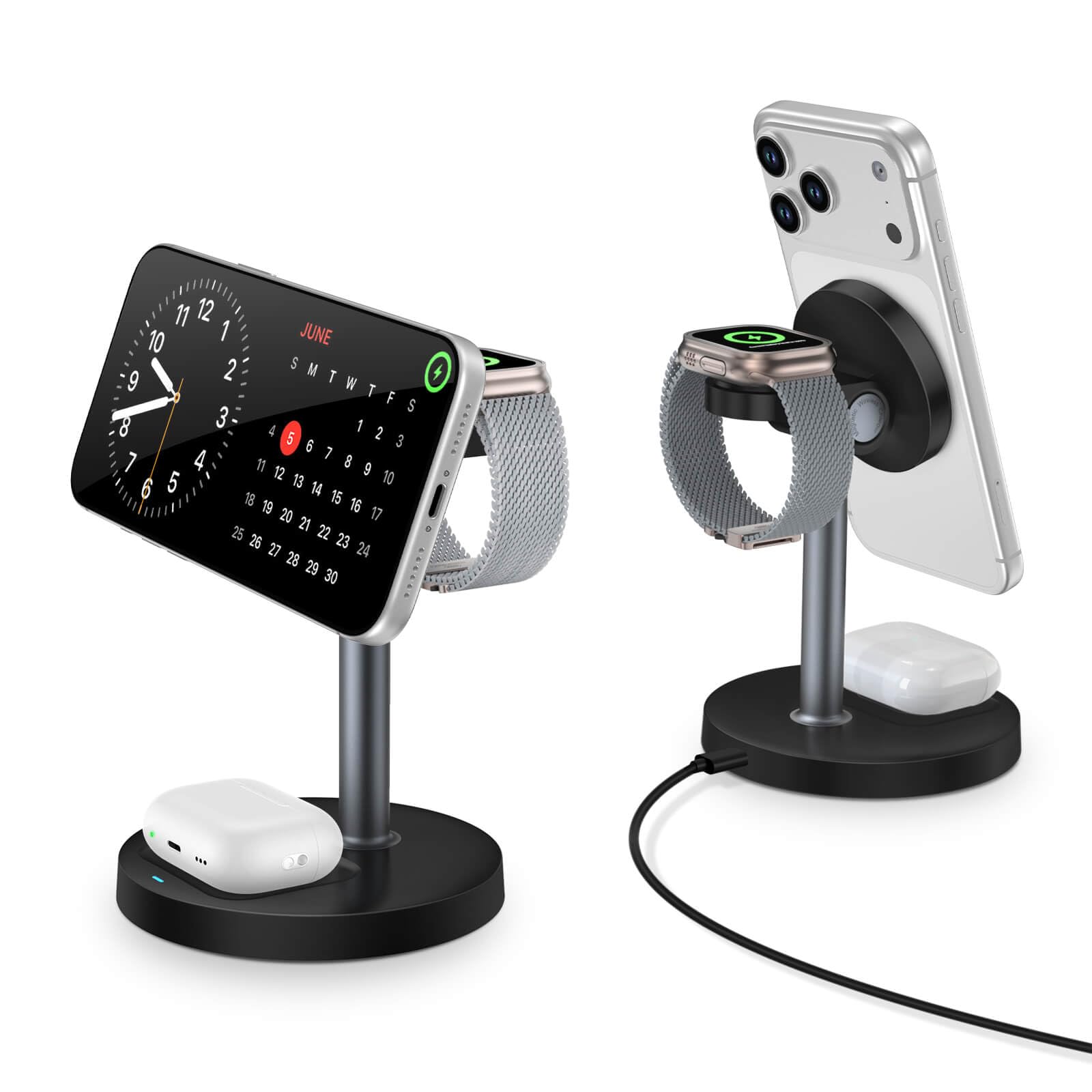 3 in 1 Wireless Charging Station for Apple Magsafe Charger Stand,15W Fast Magnetic Charging Station for iPhone 17 Air 16 15 14 13 12 11 Series, Watch