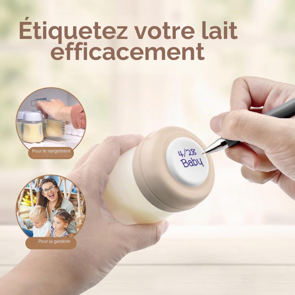 Maymom couvercles vissés type capuchons de voyage avec disque inscriptible, compatibles avec biberons Avent et Maymom à large col, remplacement bague et disque Avent Natural, lot de 6, kaki