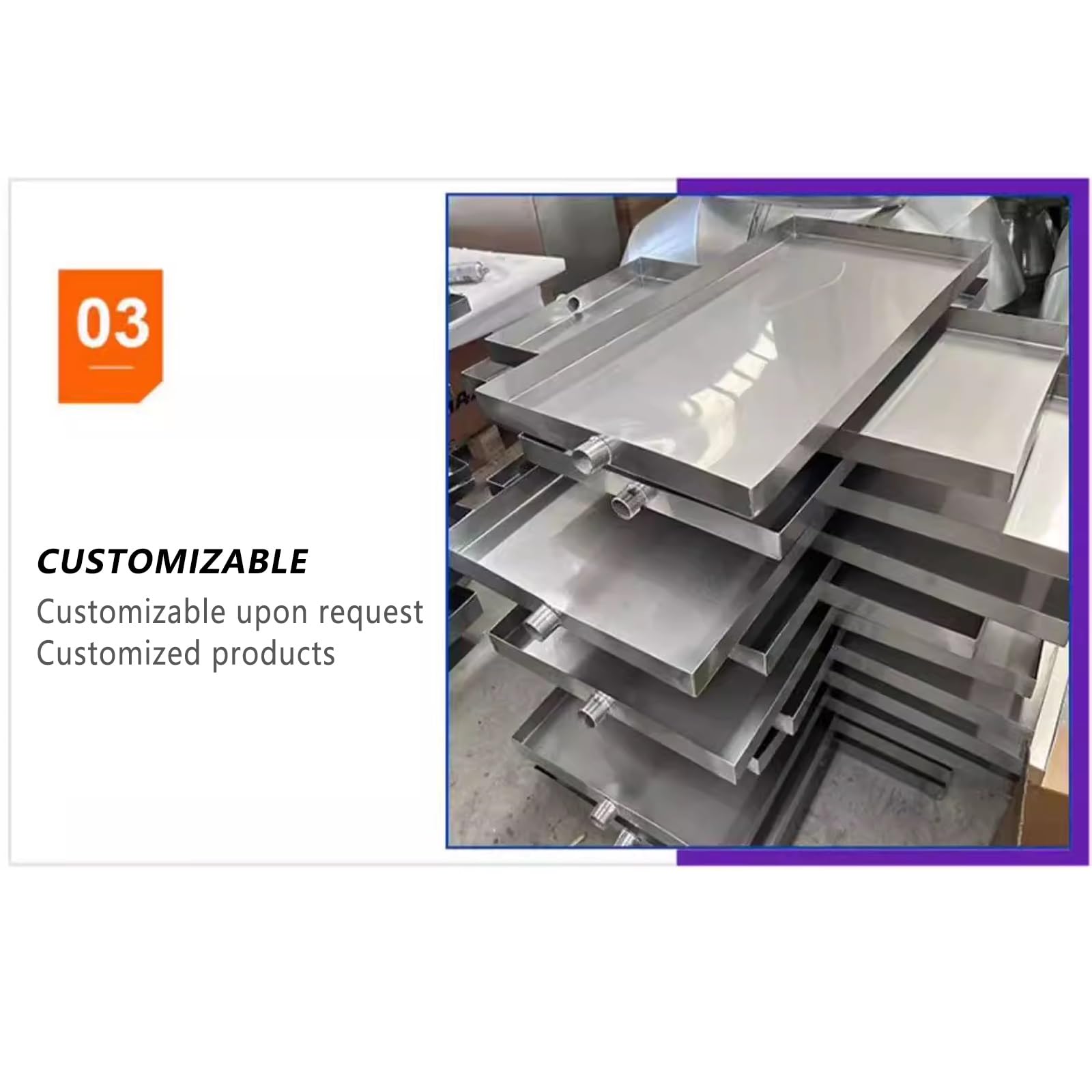 Ablaufwanne mit Schlauch aus Edelstahl 304 Robuste Automatische Auffangwanne for Klimaanlagen Waschmaschinen und Langanhaltenden Leckschutz(40x110cm(16x43in))