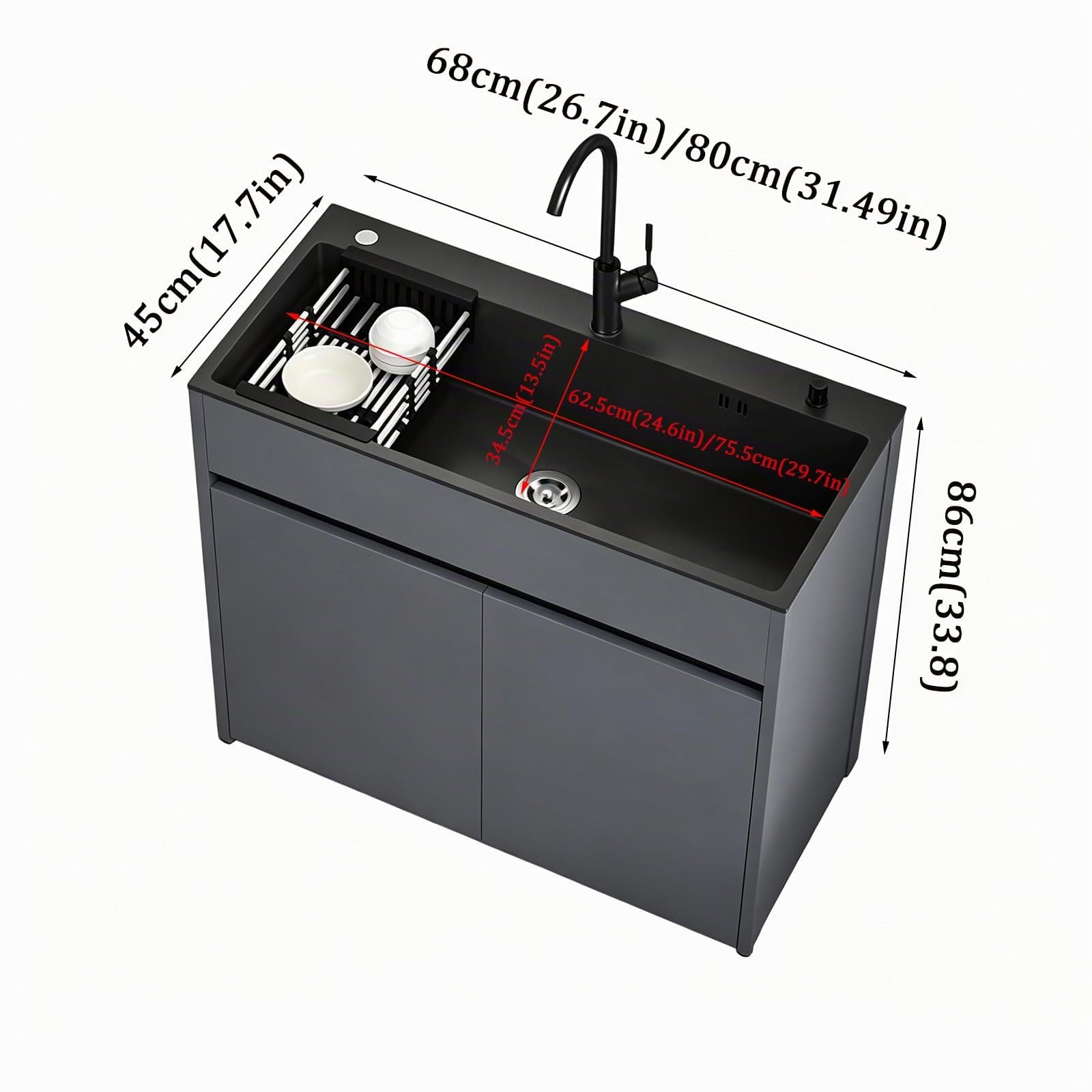 Mueble de Fregadero Autónomo de Acero Inoxidable Antioxidante, con Grifo, Dispensador de Jabón y Escurridor Extraíble, Apto para Cocinas Pequeñas, Garajes y Talleres Domésticos.