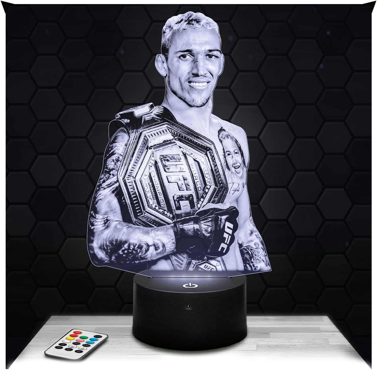 Lampephoto.fr - Charles Do Bronx Oliveira MMA 3D Lamp Decoration Mixed Martial Arts, Gift Idea for Men Charles Do Bronx Oliveira MMA Adult Night Light Room Decor, Original Christmas, Gift idea for Men