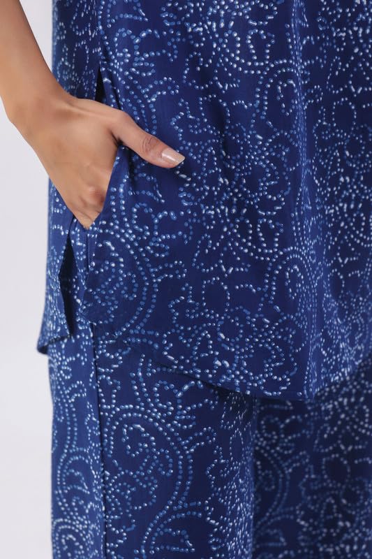 Image of JISORA Women's Cotton Blue Co-ord Set