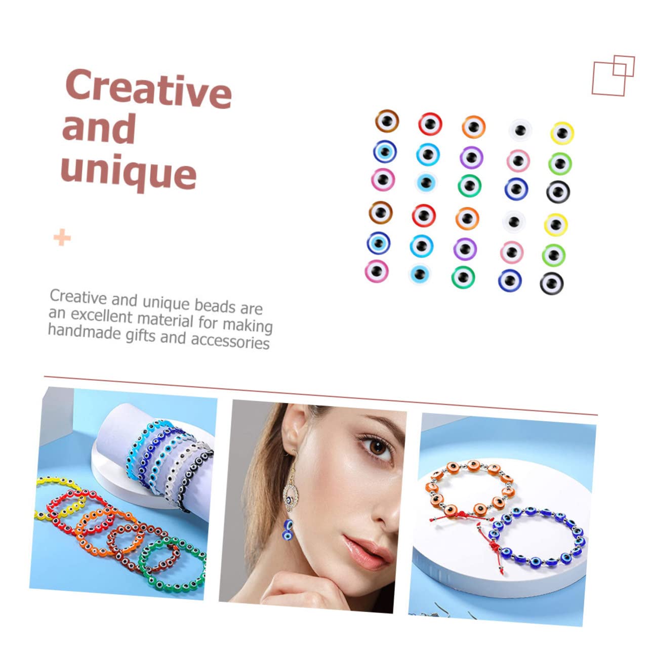 DOITOOL 3 Cajas Kit de Compartimentos de Cuentas de Ojo Turco para Manualidades Abalorios DIY para Pulseras Collares y Accesorios de Joyería Artesanal