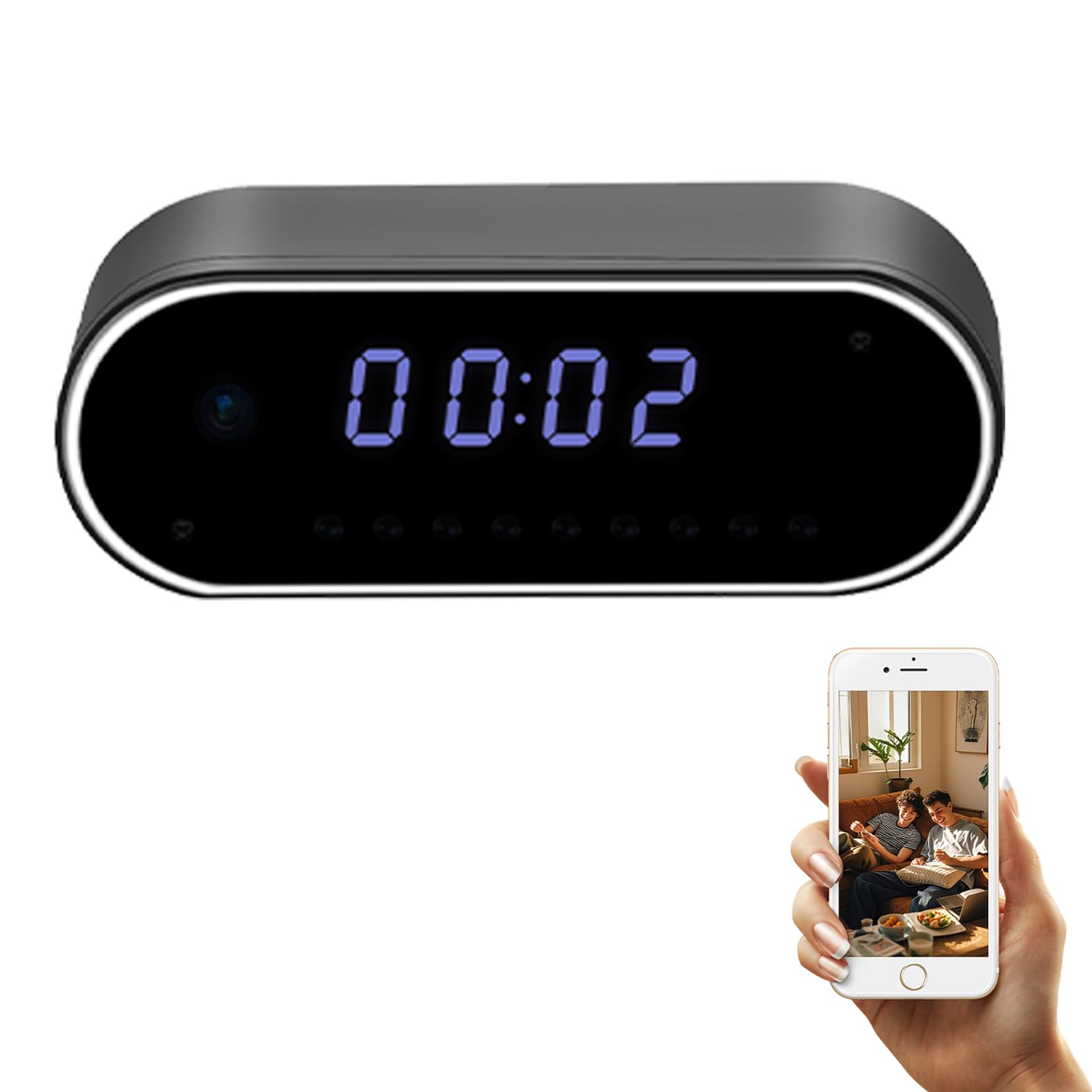 Alarm Clock Camera, HD 1080P Hidden Cam Clock with Motion Detection, Surveillance Camera for Home Indoor Security WiFi Nanny Clock Cam, Baby Monitor, Pet Cam