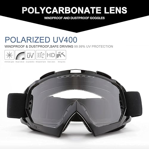 Miniatura 5 de FMY Gafas de motocross para hombres, mujeres y jóvenes, antiarañazos, a prueba de polvo, UV400 ATV