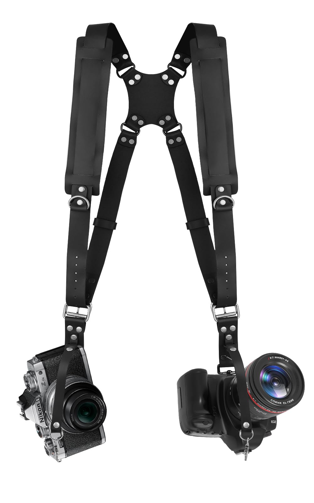 Tracolla Per Fotocamera In Pelle | Per 1 O 2 DSLR - Regolabile E Comfortevole - Foto 4