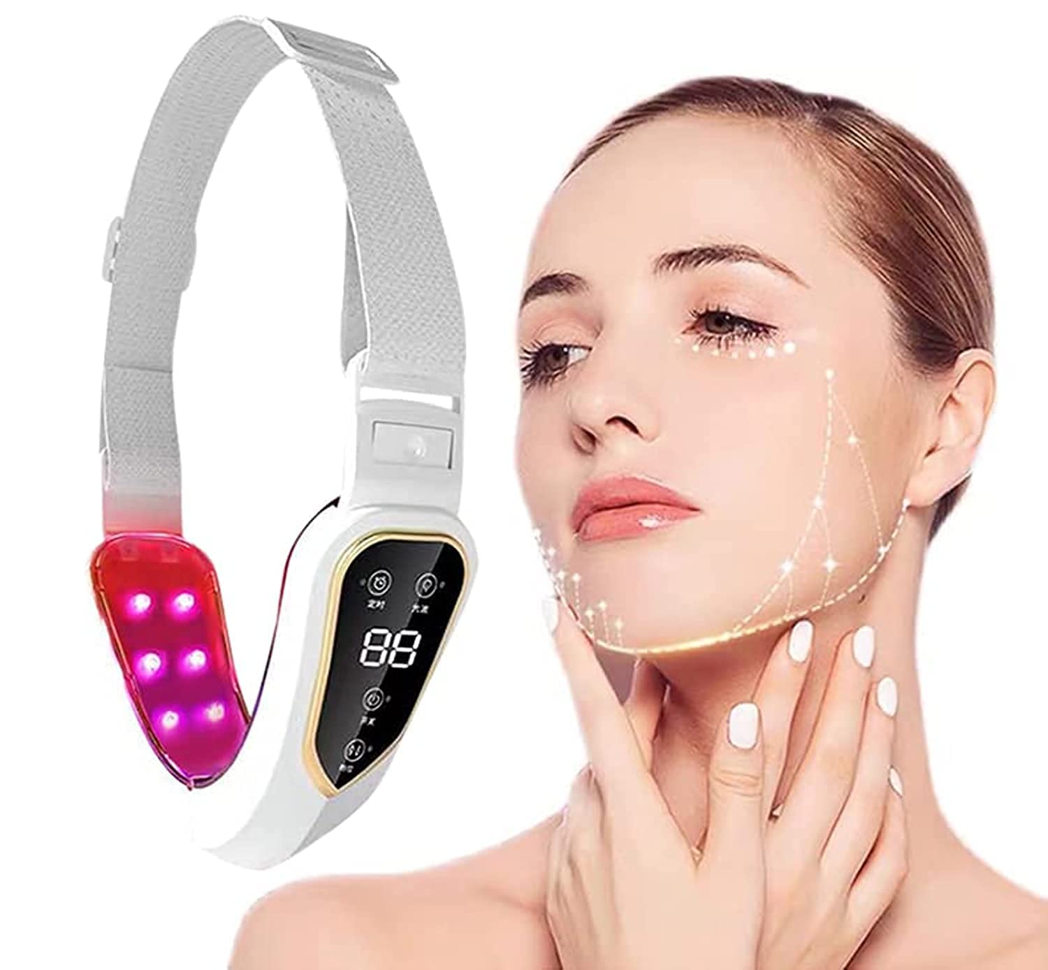 TTEDOYE Facial Lifting Device Facial Slimming face lifting machine v shape face lift machine V Facial Massager V-shaped Cheek Lift Face Lifting and Tightening Mask Double chin remover (White A)
